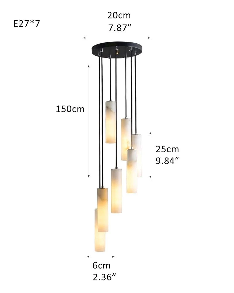 Elegant Lighting Linear Nature Stone 2" Wide Alabaster Chandelier - Image 21