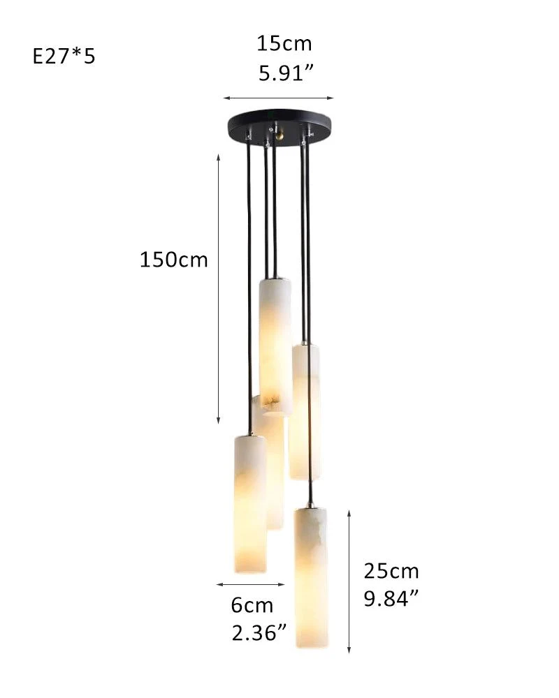 Elegant Lighting Linear Nature Stone 2" Wide Alabaster Chandelier - Image 23