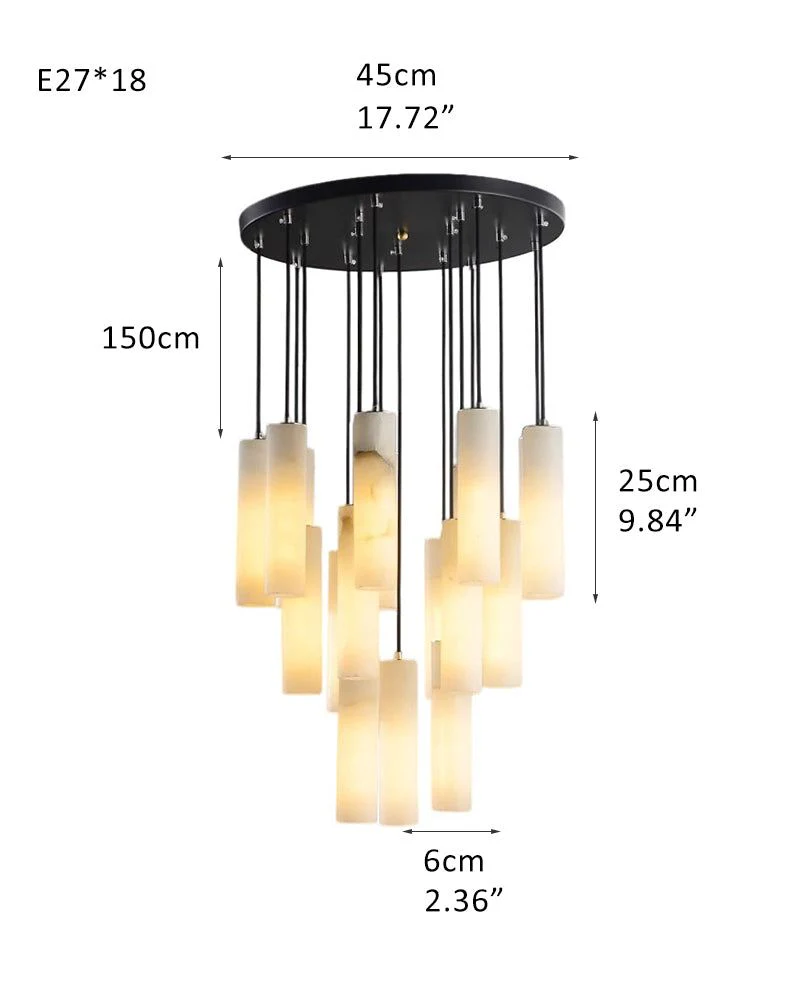 Elegant Lighting Linear Nature Stone 2" Wide Alabaster Chandelier - Image 25