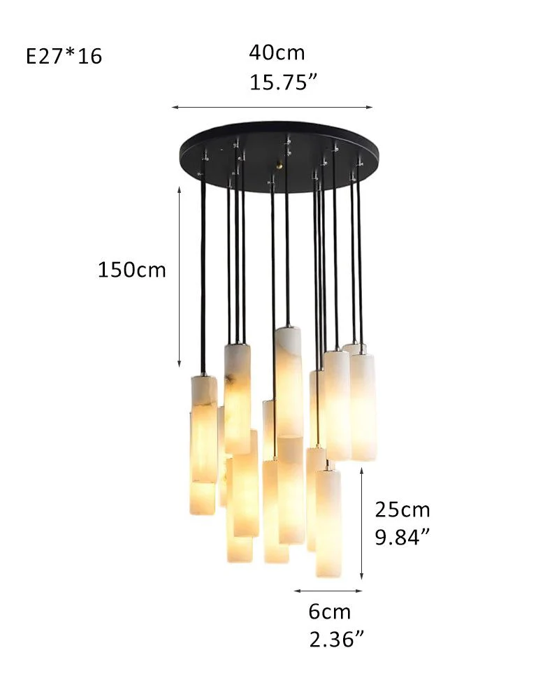 Elegant Lighting Linear Nature Stone 2" Wide Alabaster Chandelier - Image 26