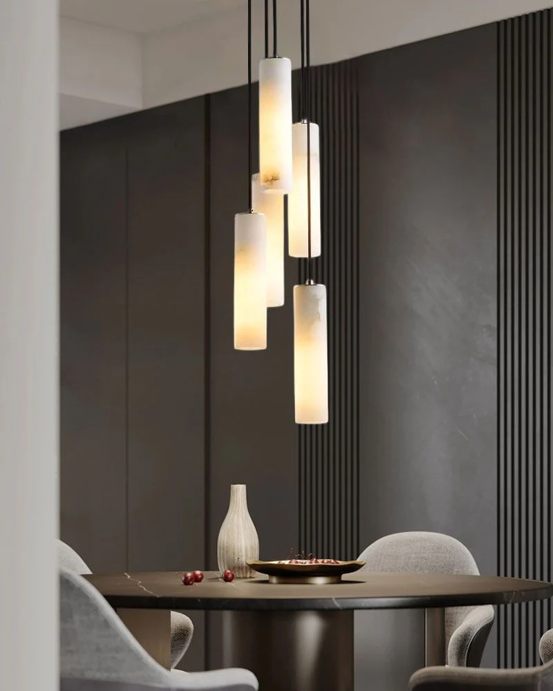 Elegant Lighting Linear Nature Stone 2" Wide Alabaster Chandelier - Image 6