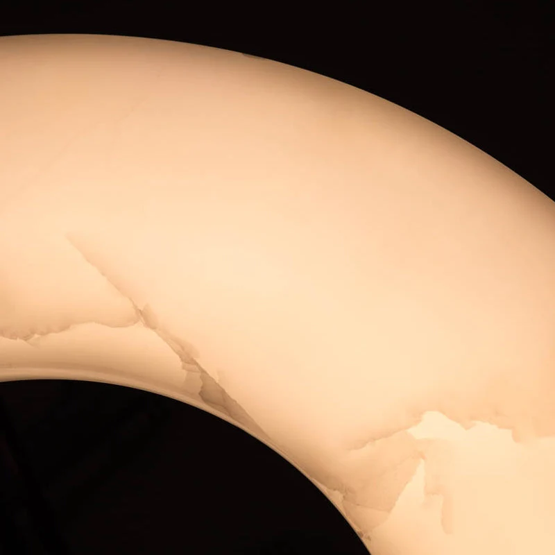 Round Alabaster Plate Chandelier, Exquisite Illumination - Image 6