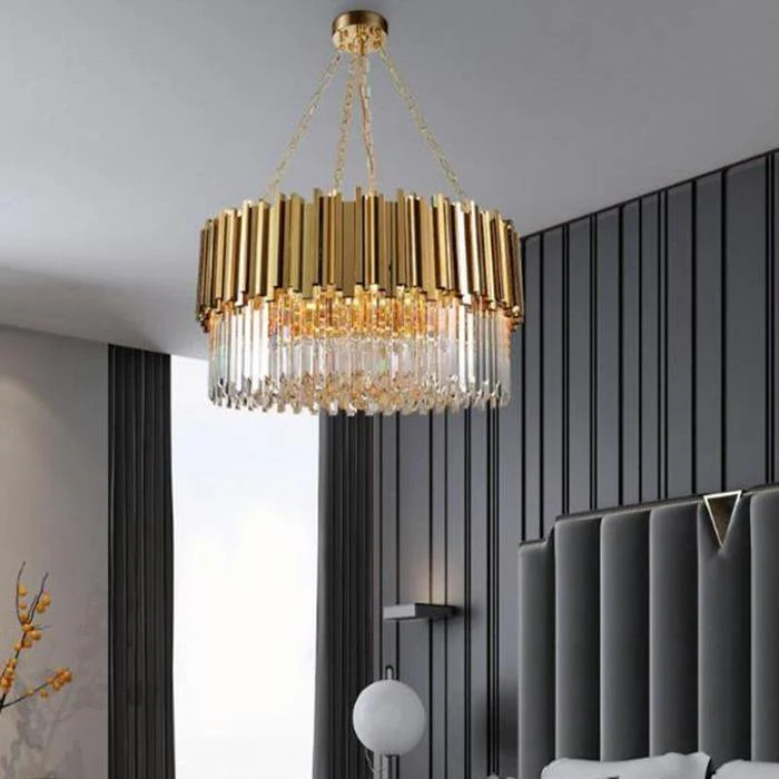 Enoch Gold Plated Round Crystal Chandelier - Image 3