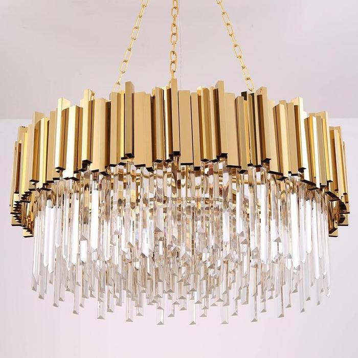 Enoch Gold Plated Round Crystal Chandelier - Image 4