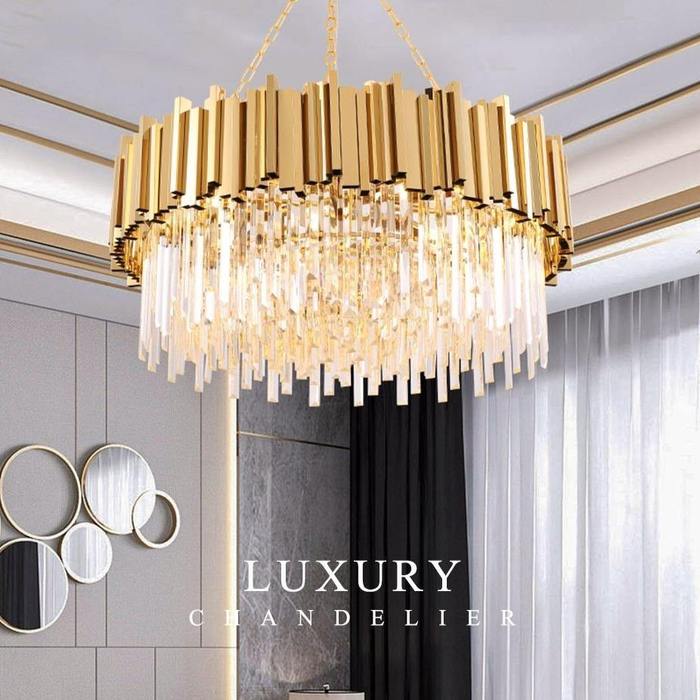 Enoch Gold Plated Round Crystal Chandelier - Image 5