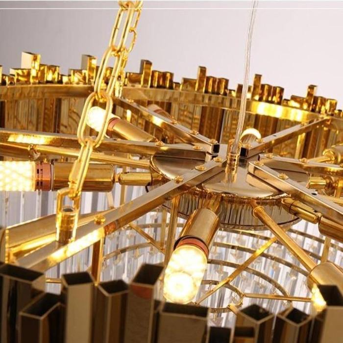 Enoch Gold Plated Round Crystal Chandelier - Image 8
