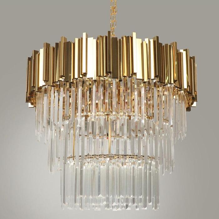 Enoch Three Tier Gold Plated Crystal Chandelier - Image 14