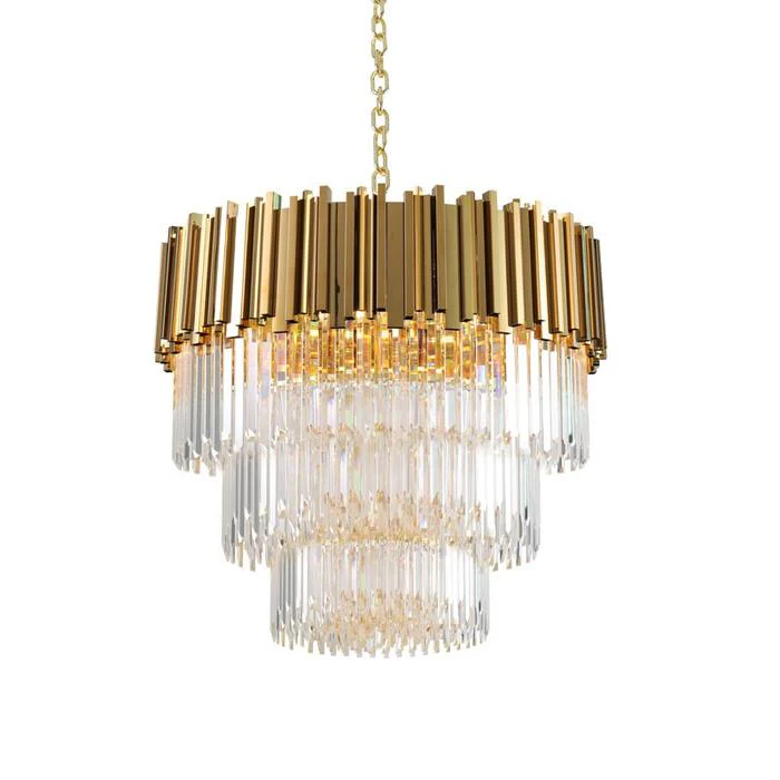 Enoch Three Tier Gold Plated Crystal Chandelier - Image 15