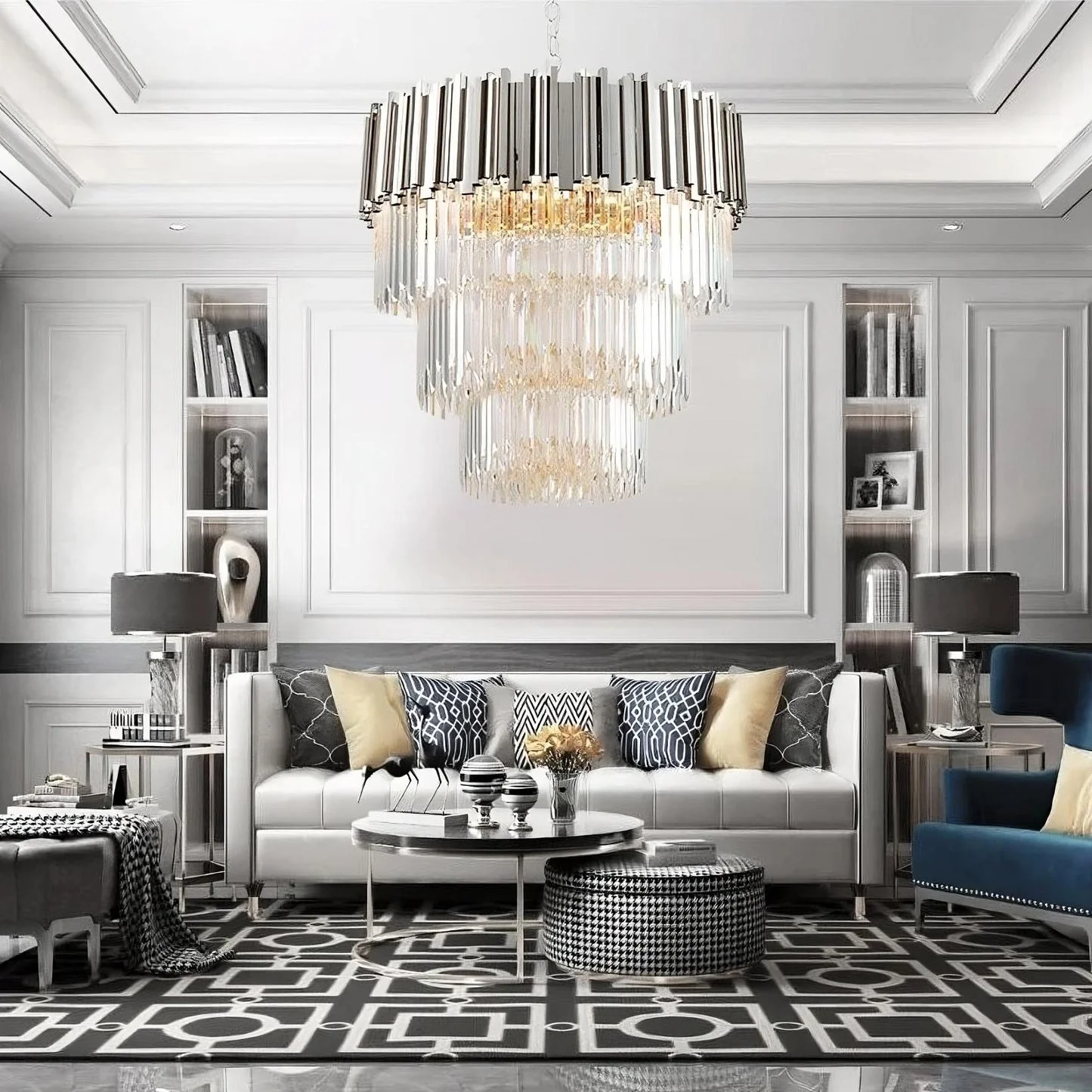 Enoch Three Tier Gold Plated Crystal Chandelier - Image 18