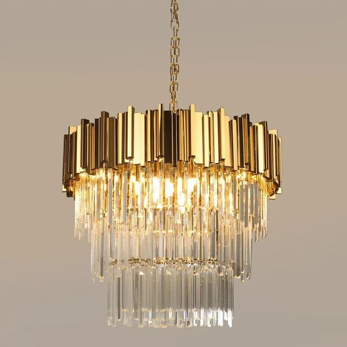 Enoch Three Tier Gold Plated Crystal Chandelier - Image 7