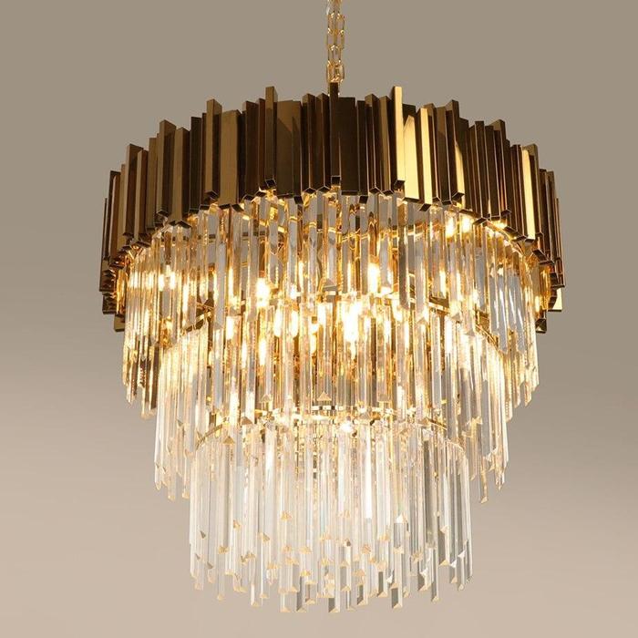 Enoch Three Tier Gold Plated Crystal Chandelier - Image 9