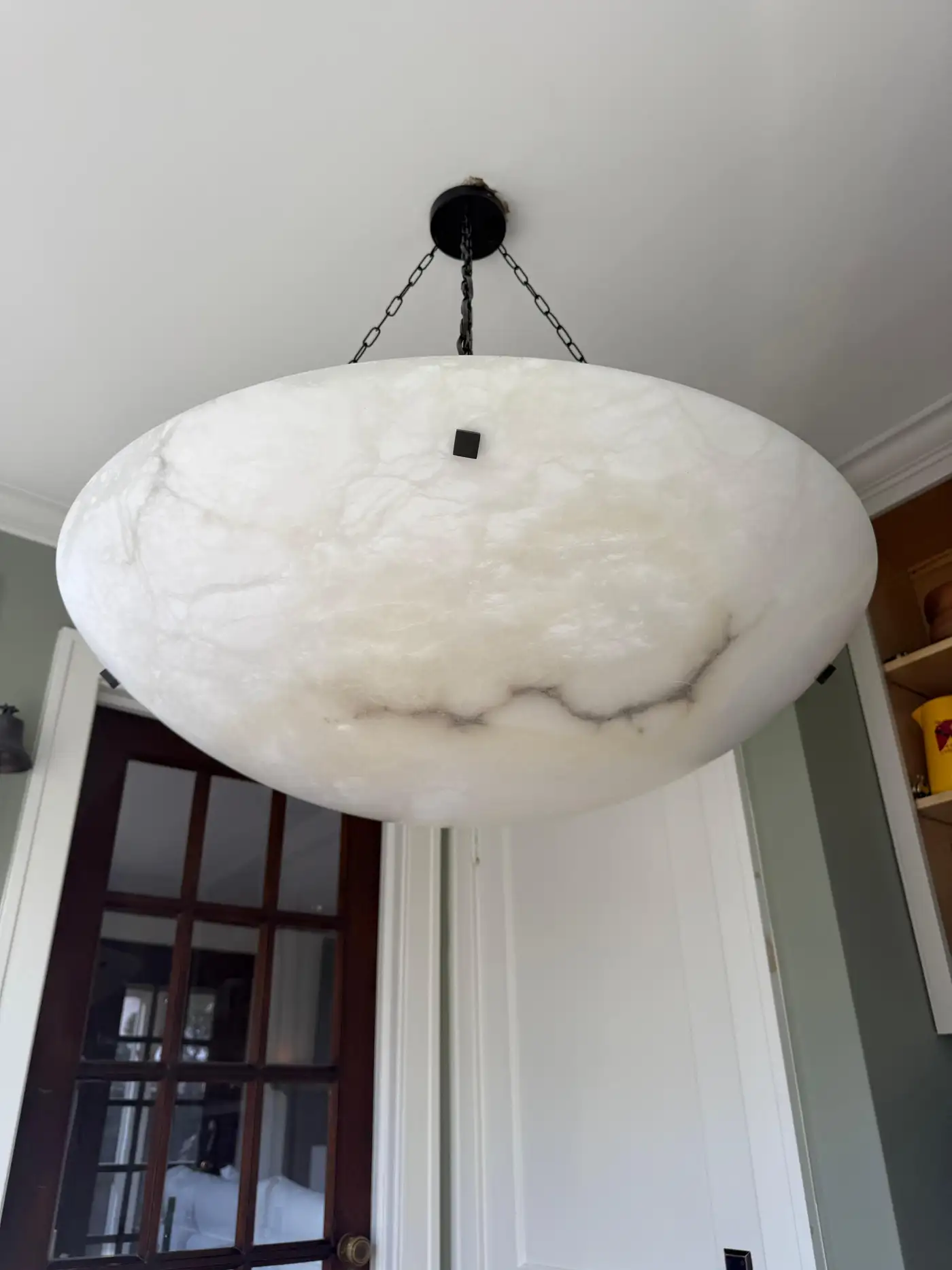 Enormous 36 Ø Flush Mount / Pendant with Stunning Full Moon-Like Alabaster Shade - Image 2