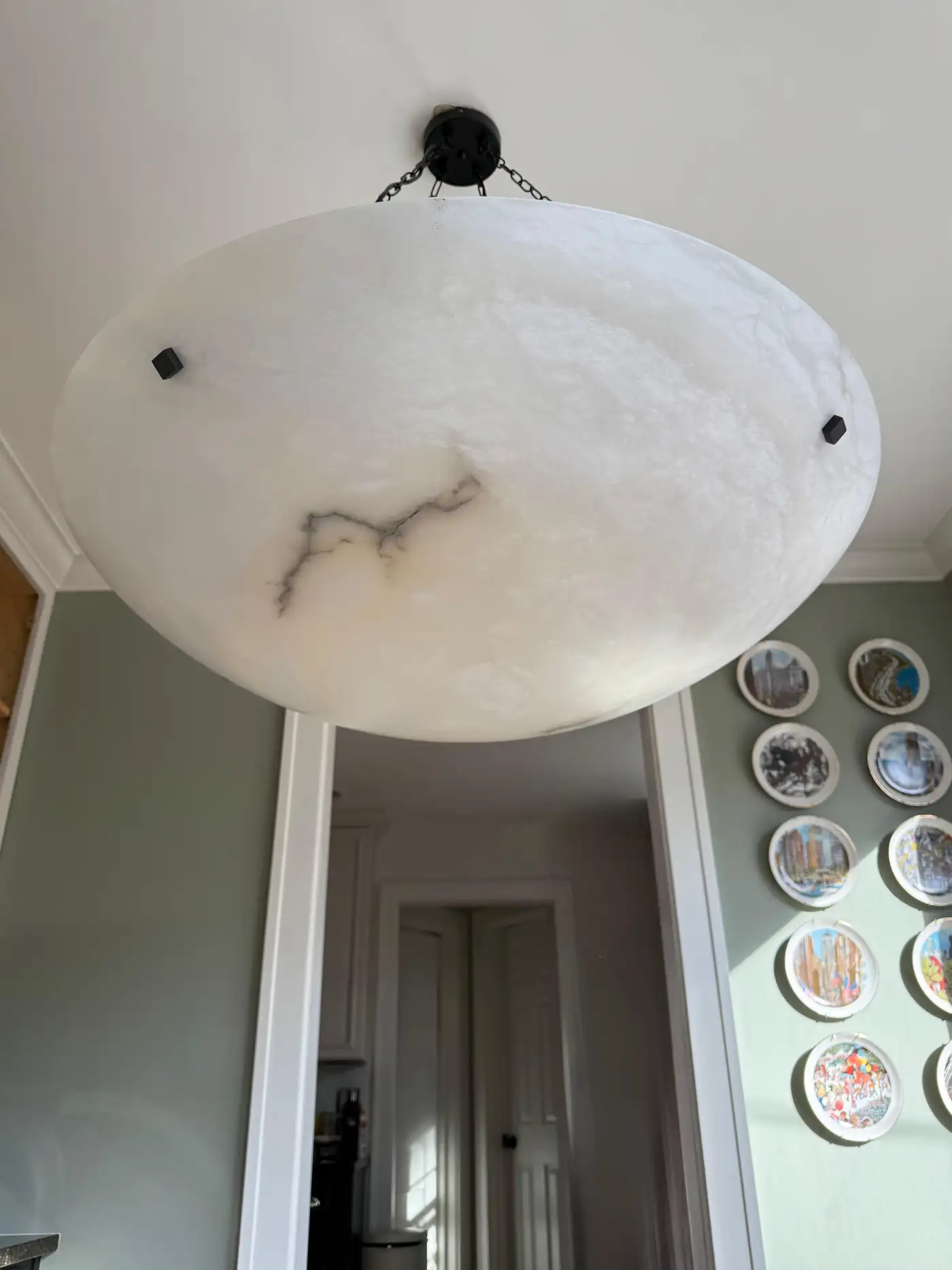 Enormous 36 Ø Flush Mount / Pendant with Stunning Full Moon-Like Alabaster Shade - Image 6
