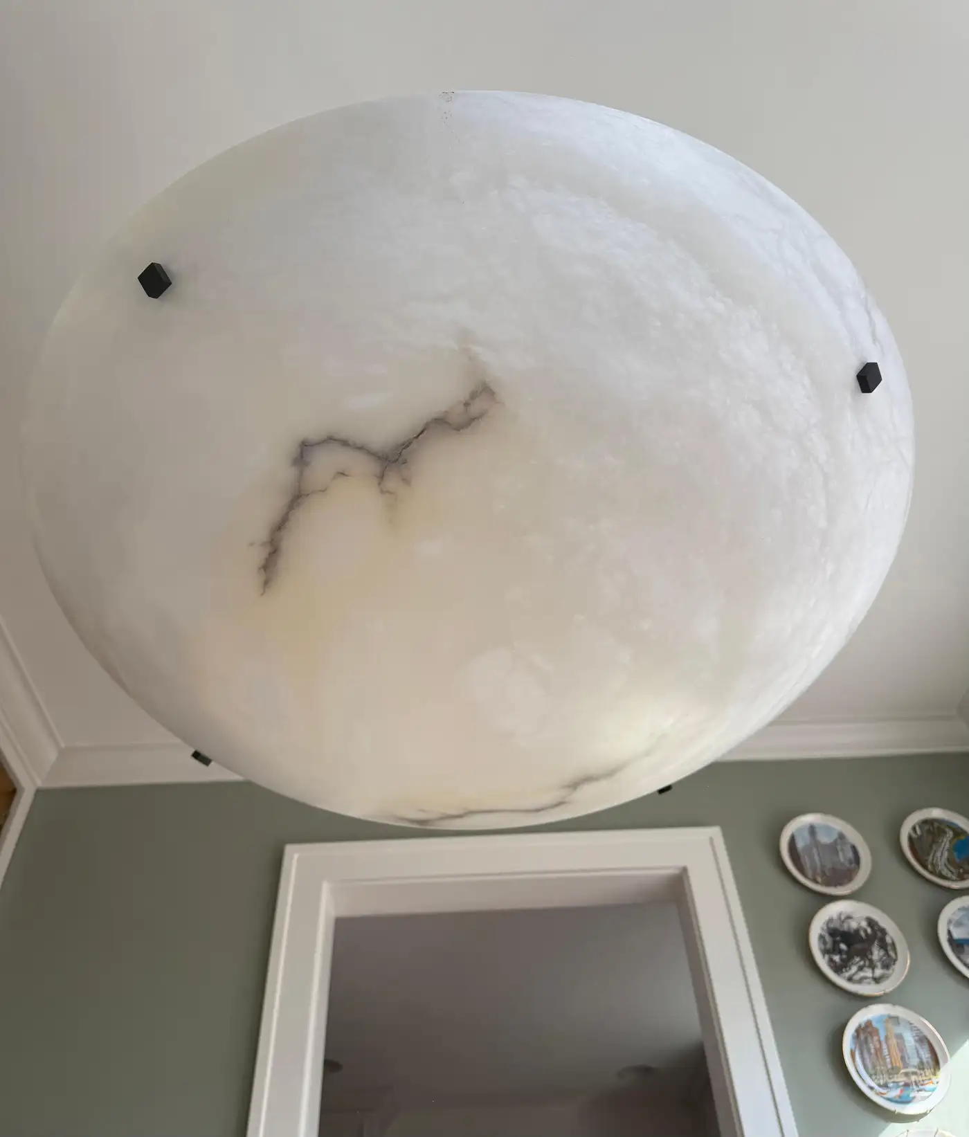 Enormous 36 Ø Flush Mount / Pendant with Stunning Full Moon-Like Alabaster Shade - Image 7