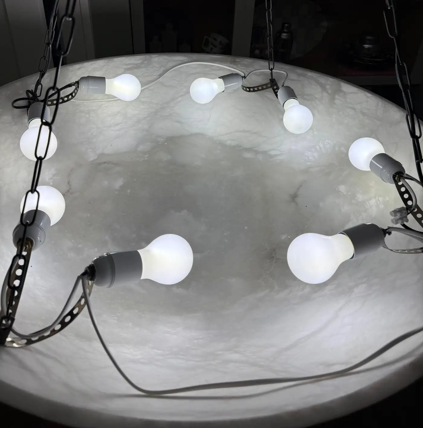 Enormous 36 Ø Flush Mount / Pendant with Stunning Full Moon-Like Alabaster Shade - Image 9