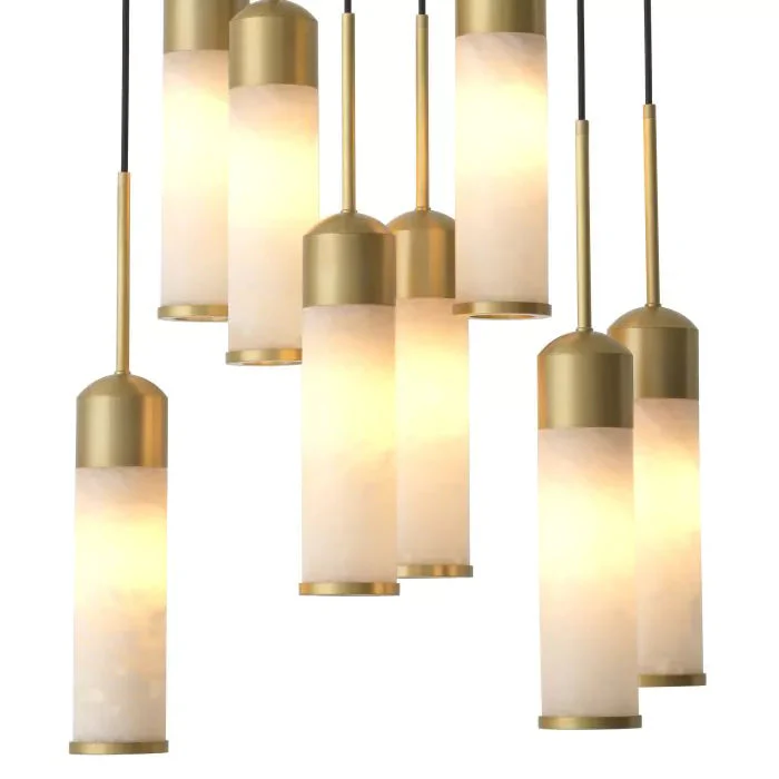 EOS Modern Brass Chandelier - [Antique Brass Finish | Alabaster] - Image 3