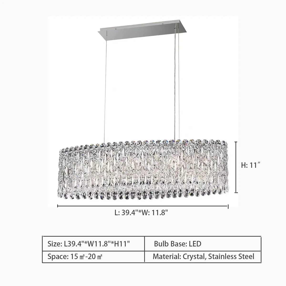 Modern Fashion Extra Large Oval Crystal Pendant Chandelier for Dining Room - Image 6