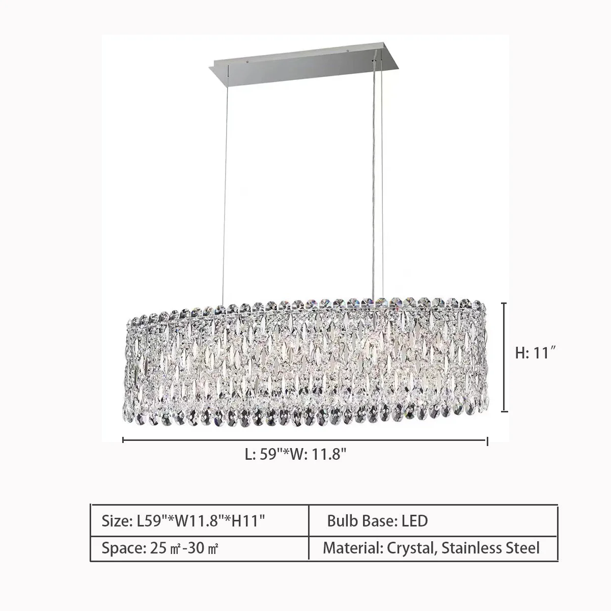 Modern Fashion Extra Large Oval Crystal Pendant Chandelier for Dining Room - Image 8