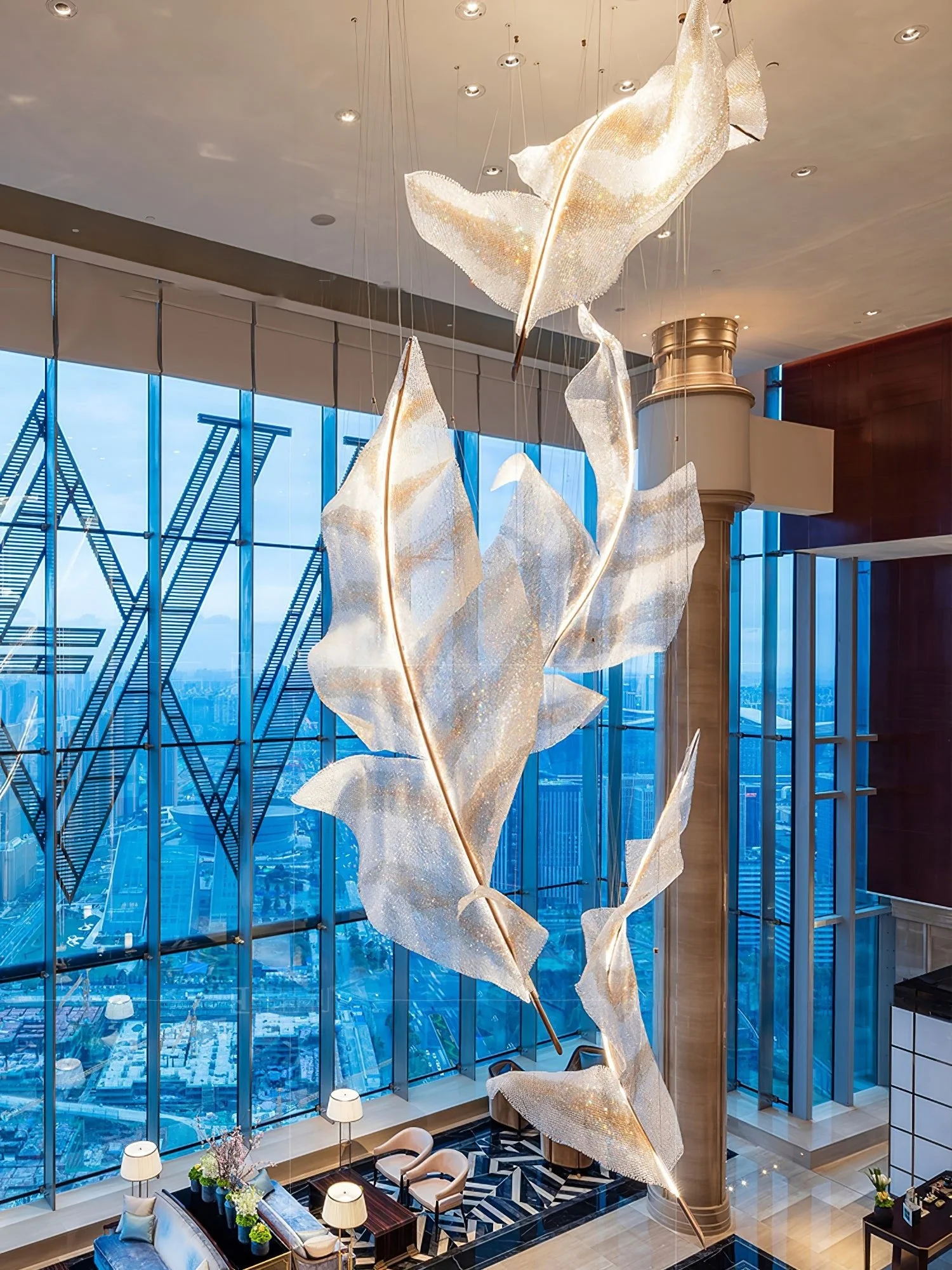 Falling Leaves Glass Chandelier - Image 4