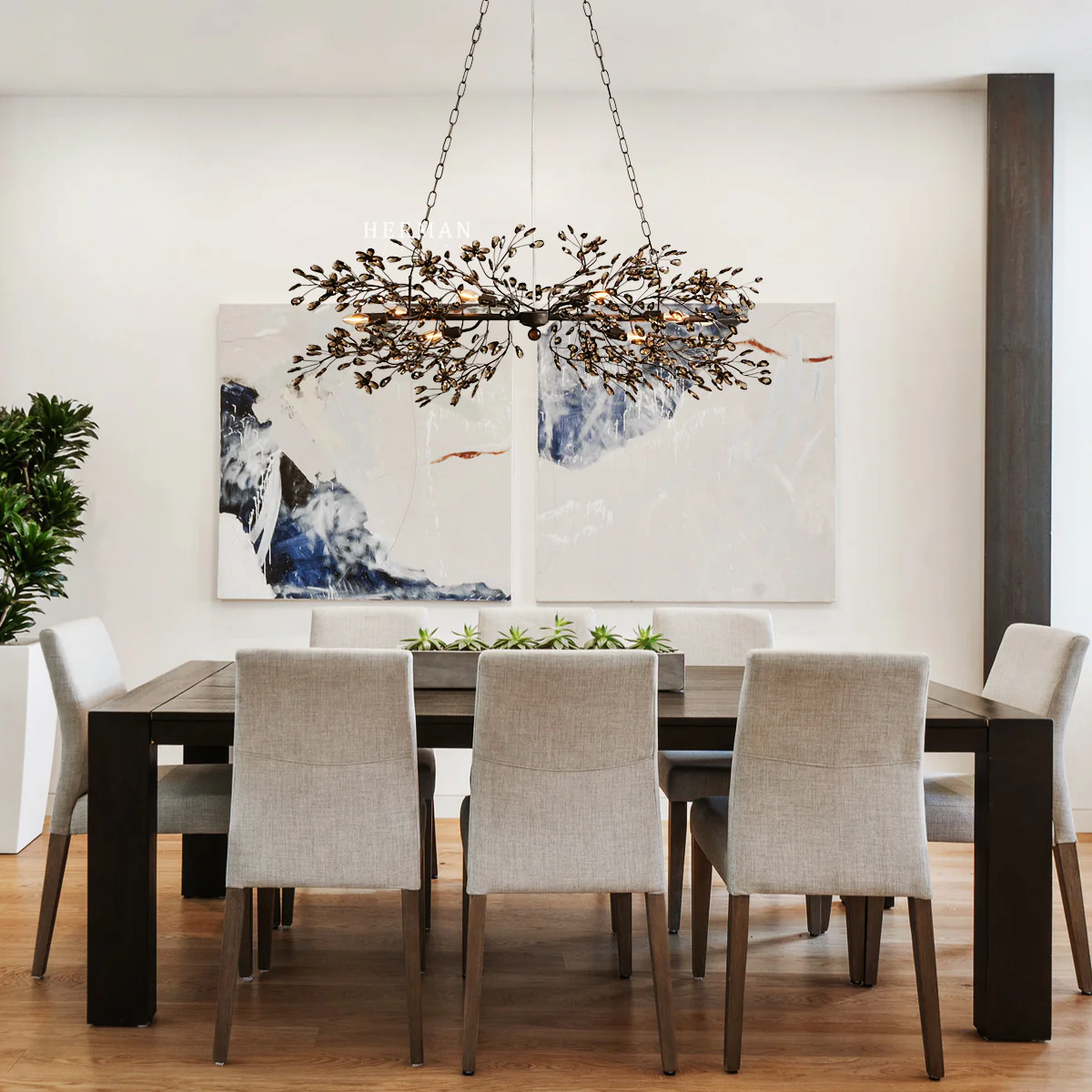 Fiore Colored Linear Chandelier 43" 51" 68" - Image 2