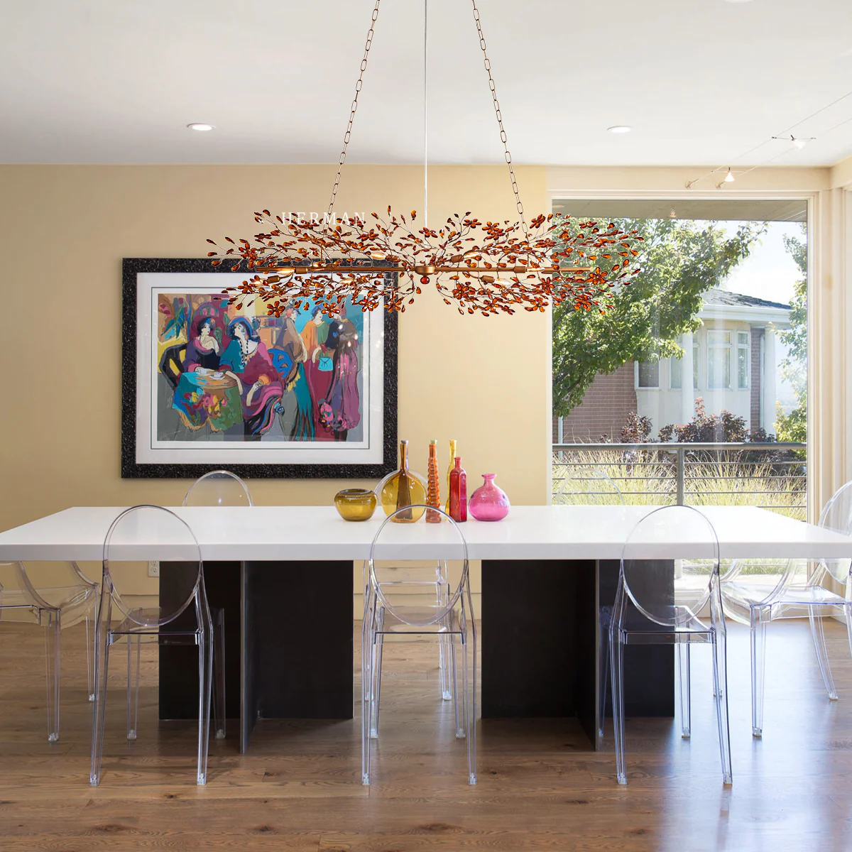 Fiore Colored Linear Chandelier 43" 51" 68" - Image 3