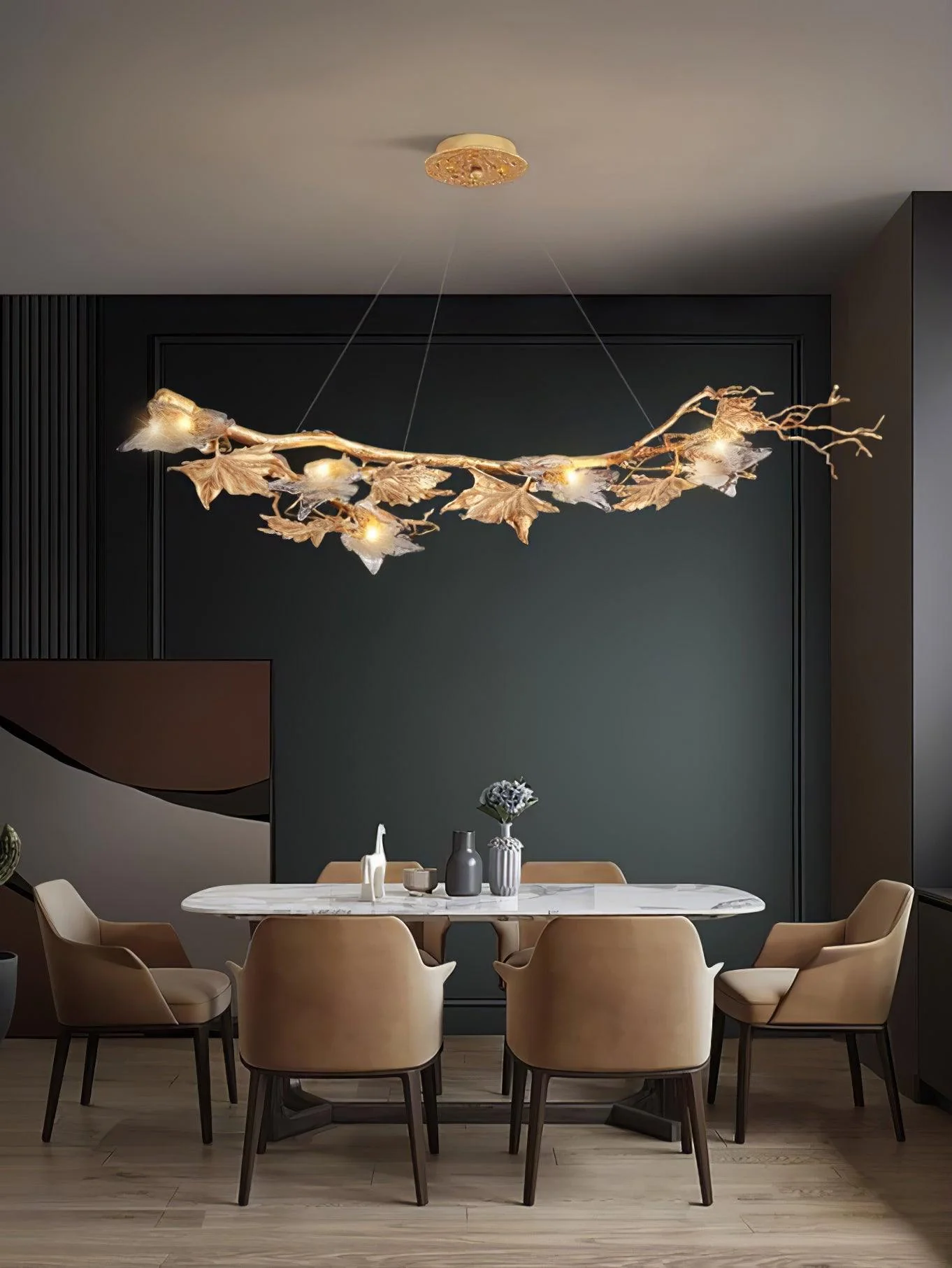 Folio Branch Brass Chandelier - Image 5