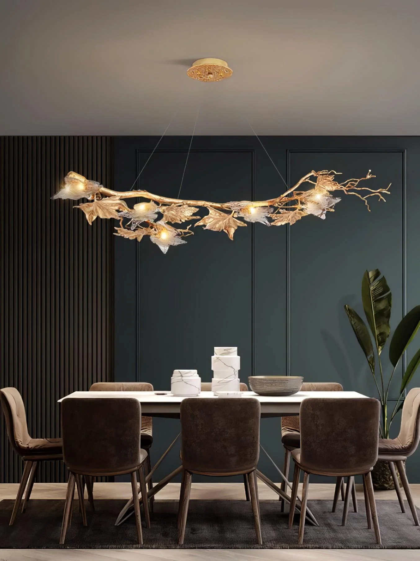 Folio Branch Brass Chandelier - Image 7