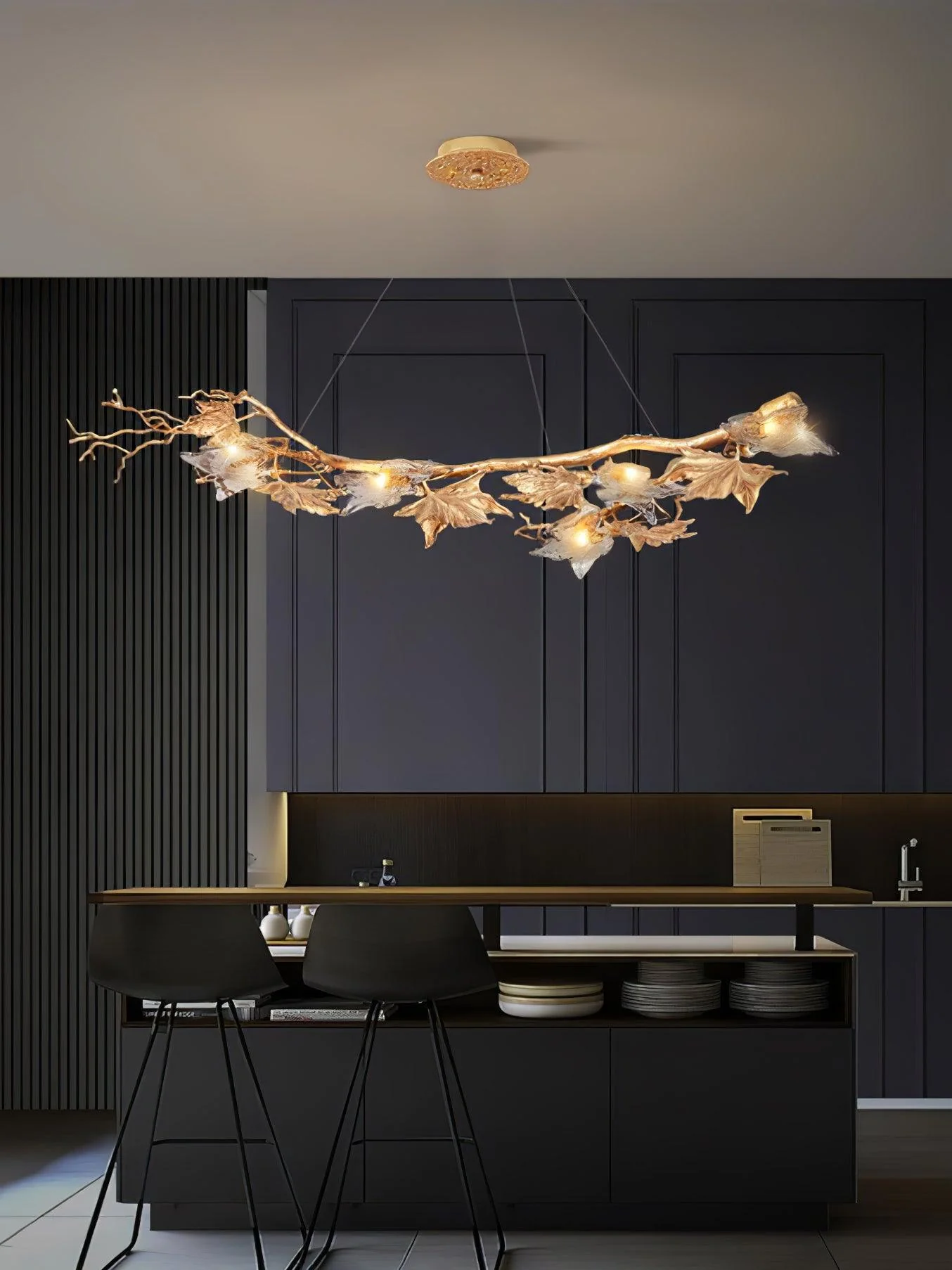 Folio Branch Brass Chandelier - Image 9
