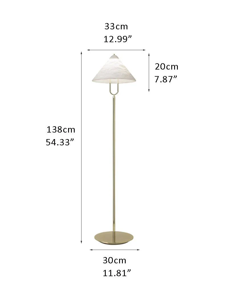 Fuji Aluminum Golden Rod LED Cone Alabaster High Floor Lamp H 55" - Image 8