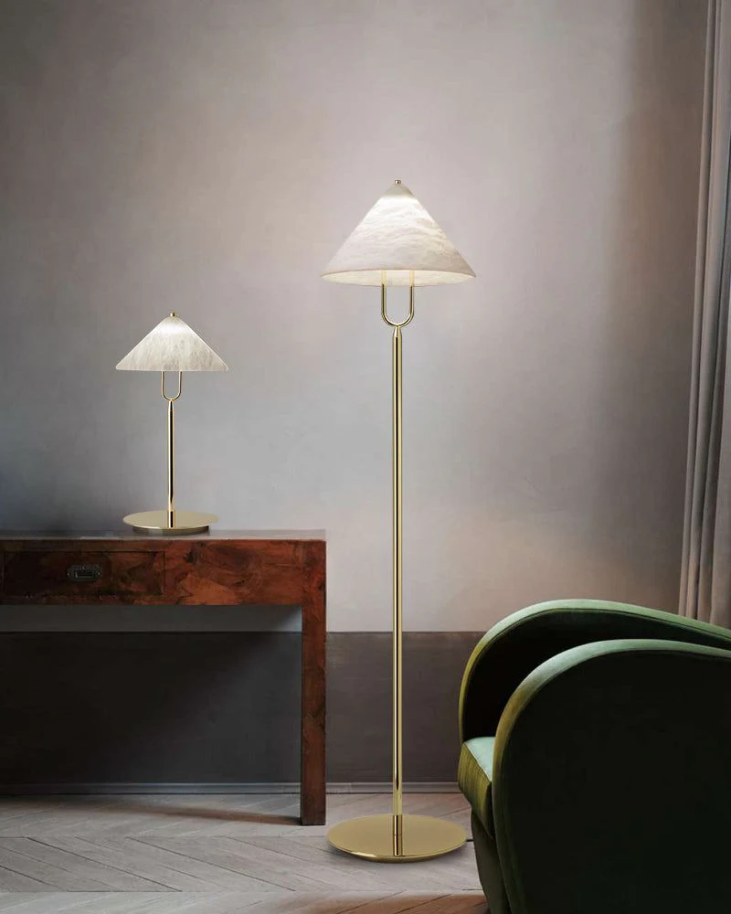 Fuji Cone Alabaster Desk Table Lamp Wide 8" for bedroom home decor - Image 2