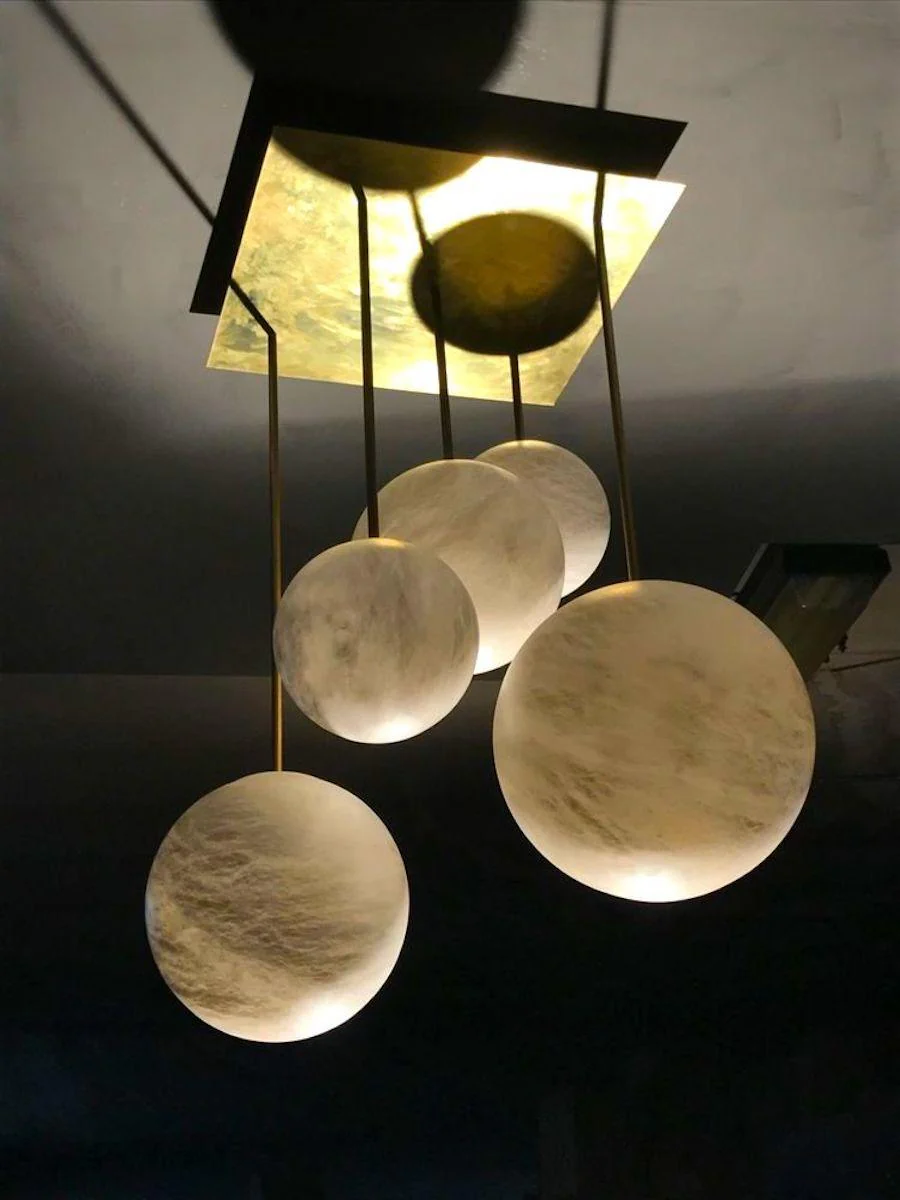Galaxy Contemporary Italian Alabaster Marble Globe Chandelier - Image 2