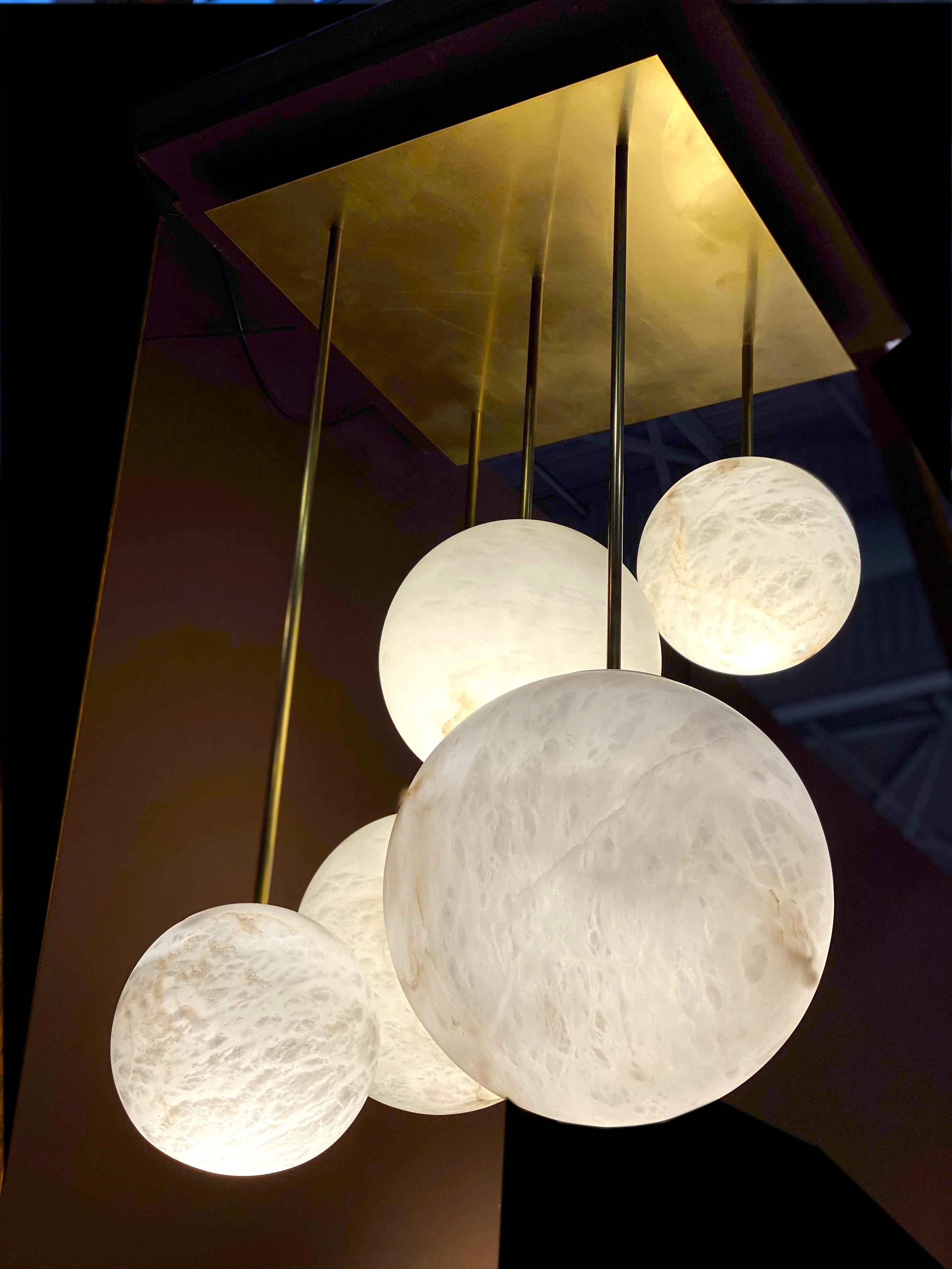 Galaxy Contemporary Italian Alabaster Marble Globe Chandelier - Image 7