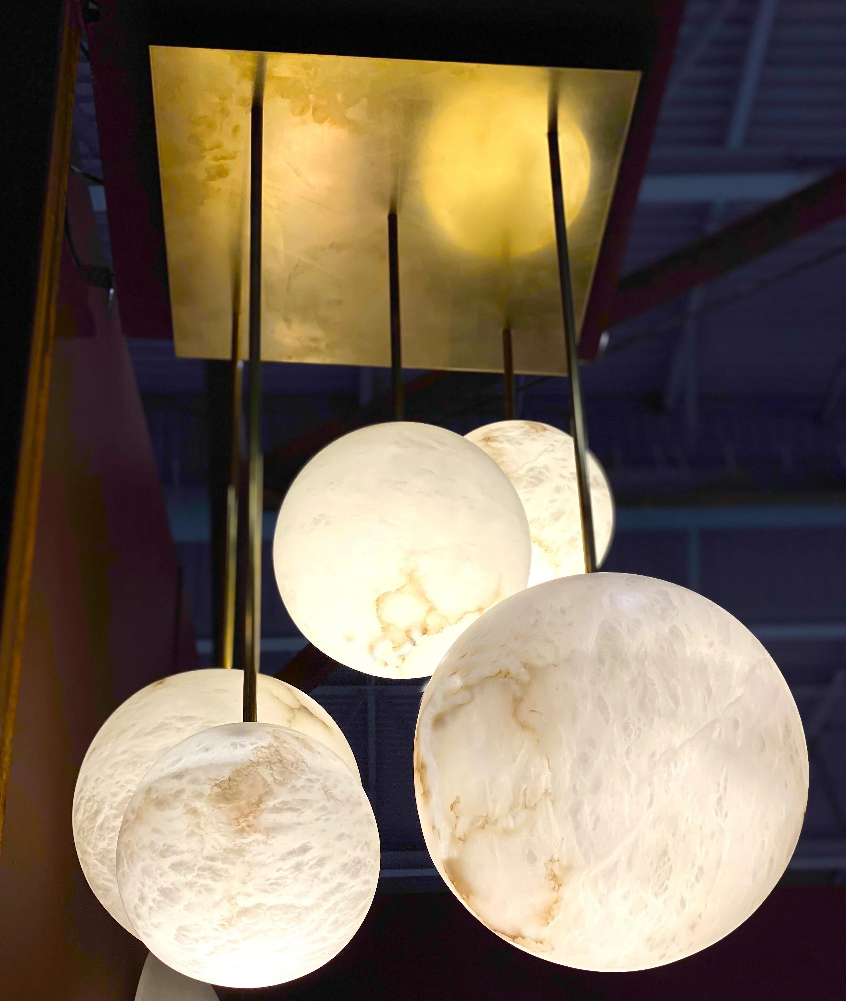 Galaxy Contemporary Italian Alabaster Marble Globe Chandelier - Image 8