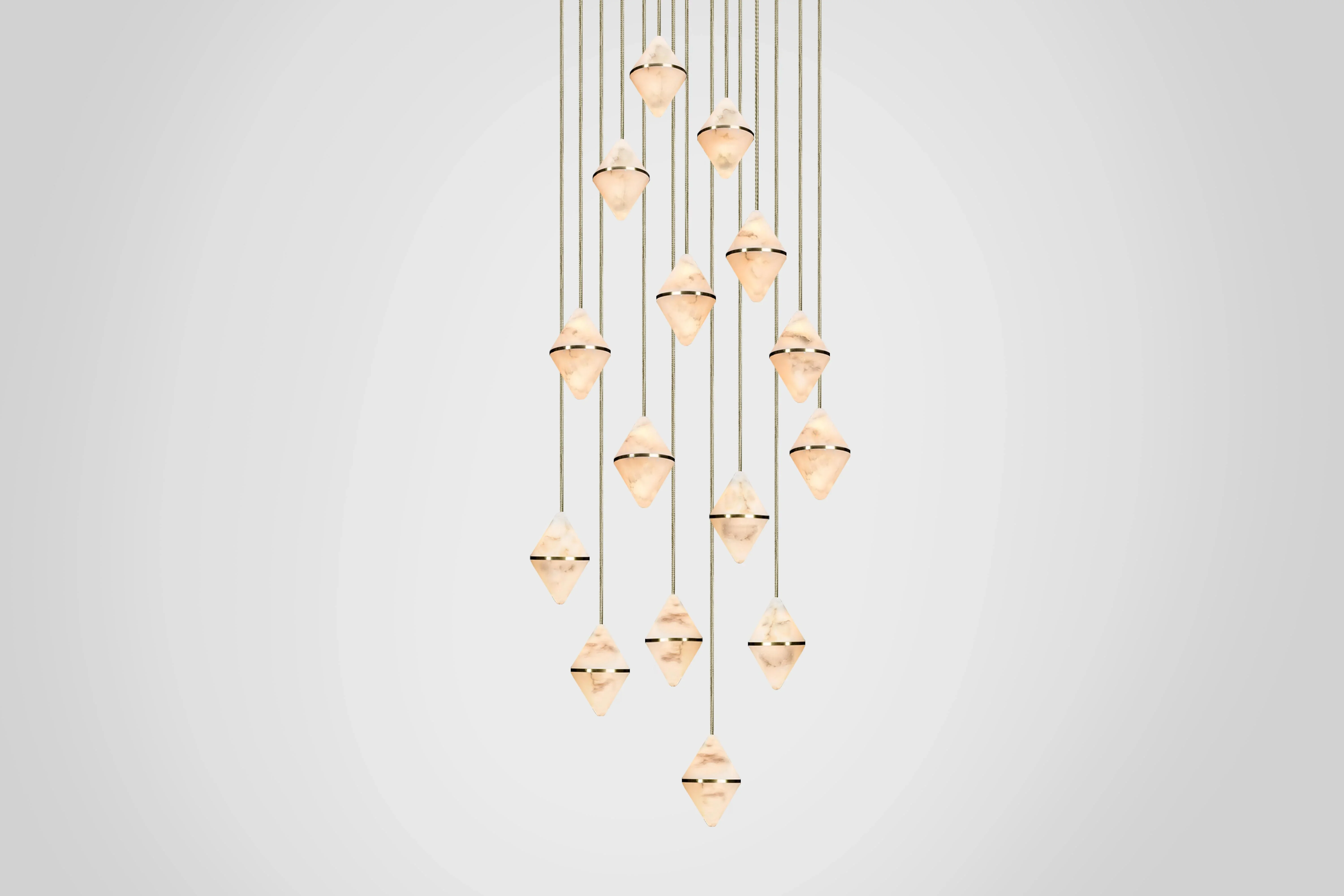Gem Circular Cluster Alabaster Chandelier 15 - Image 3