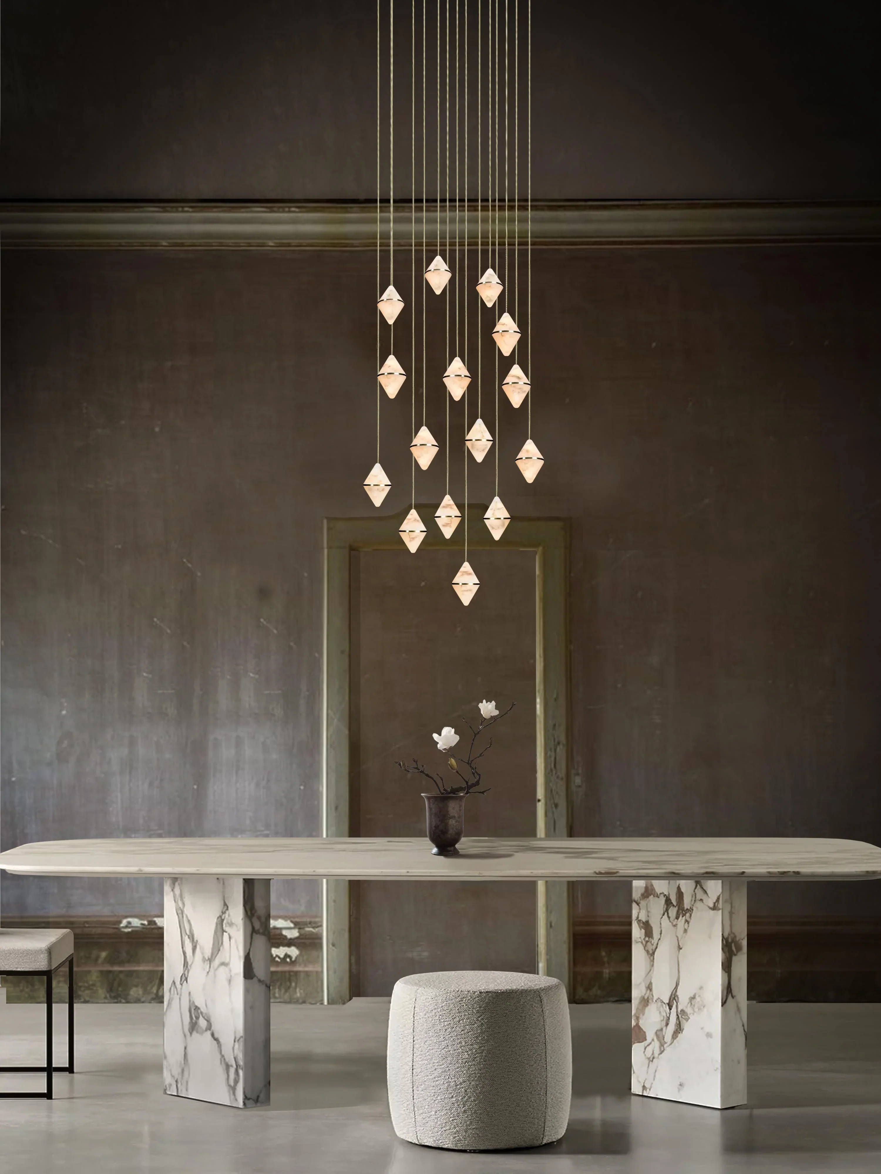 Gem Circular Cluster Alabaster Chandelier 15 - Image 4
