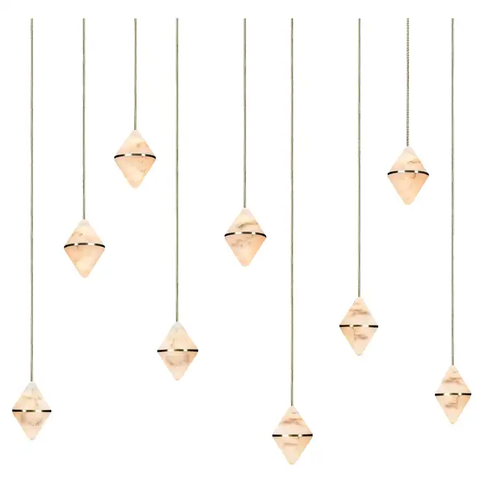 Gem Rectangular Alabaster Chandelier 9 - Image 2