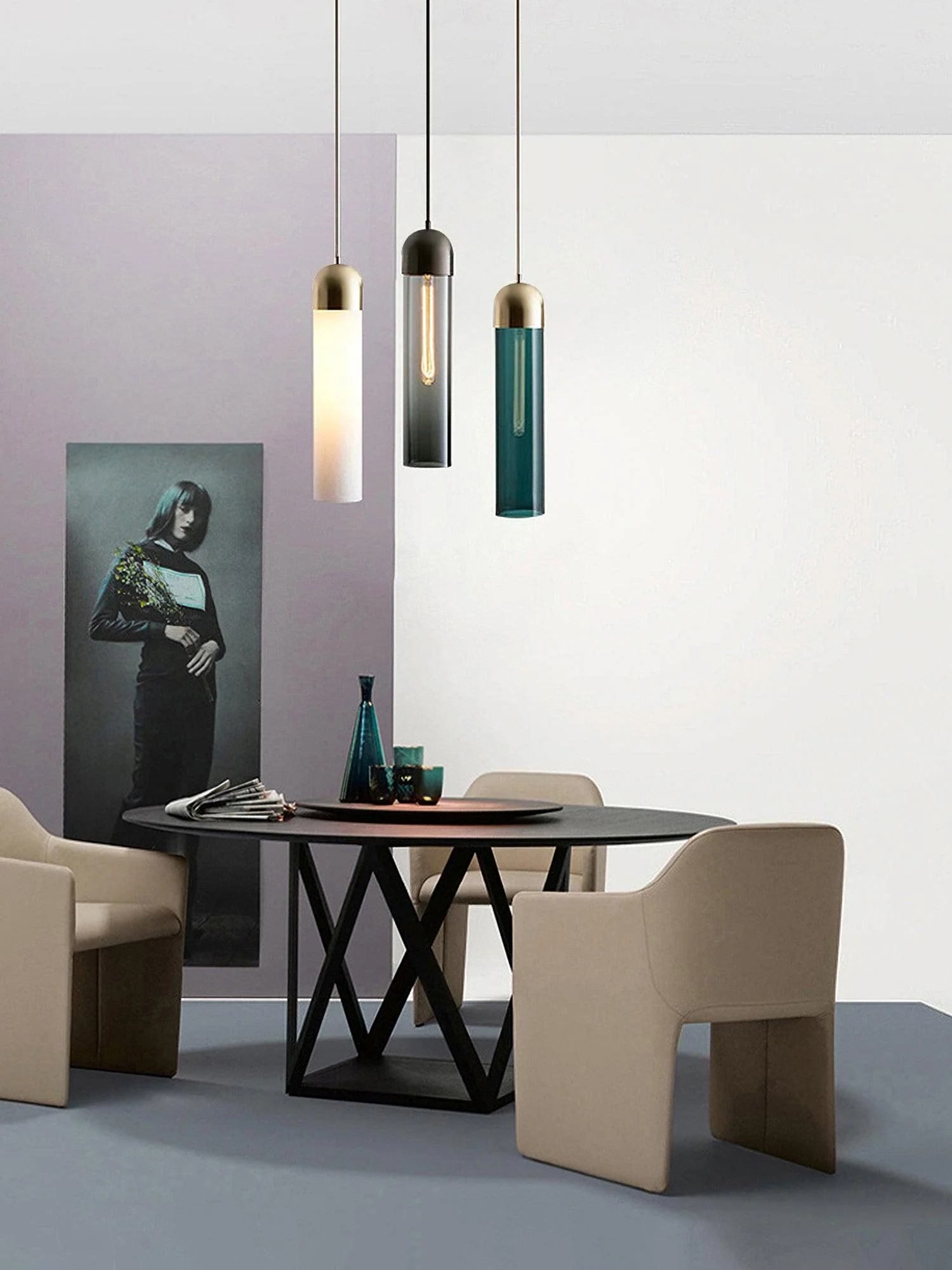 Glass Cylindrical Shape Pendant Light - Image 11
