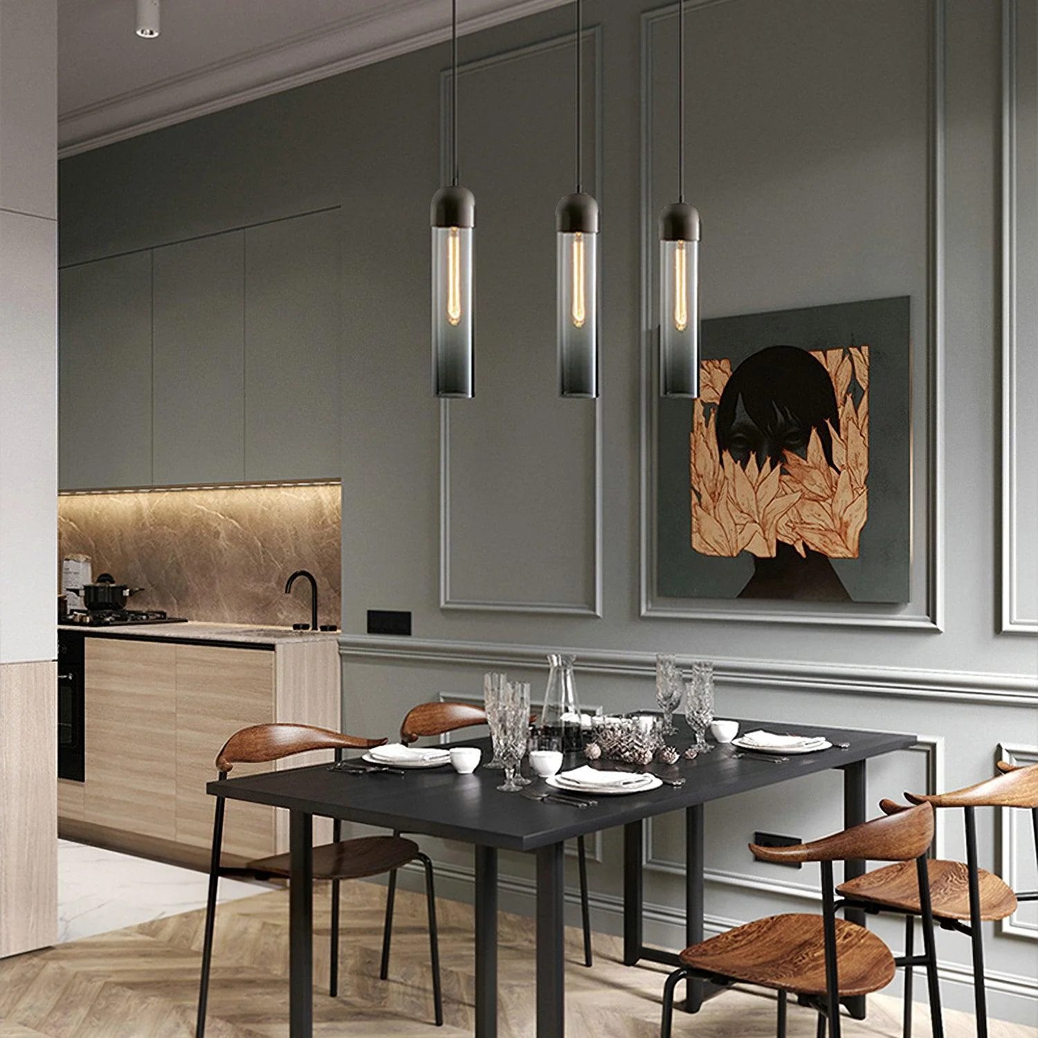 Glass Cylindrical Shape Pendant Light - Image 7