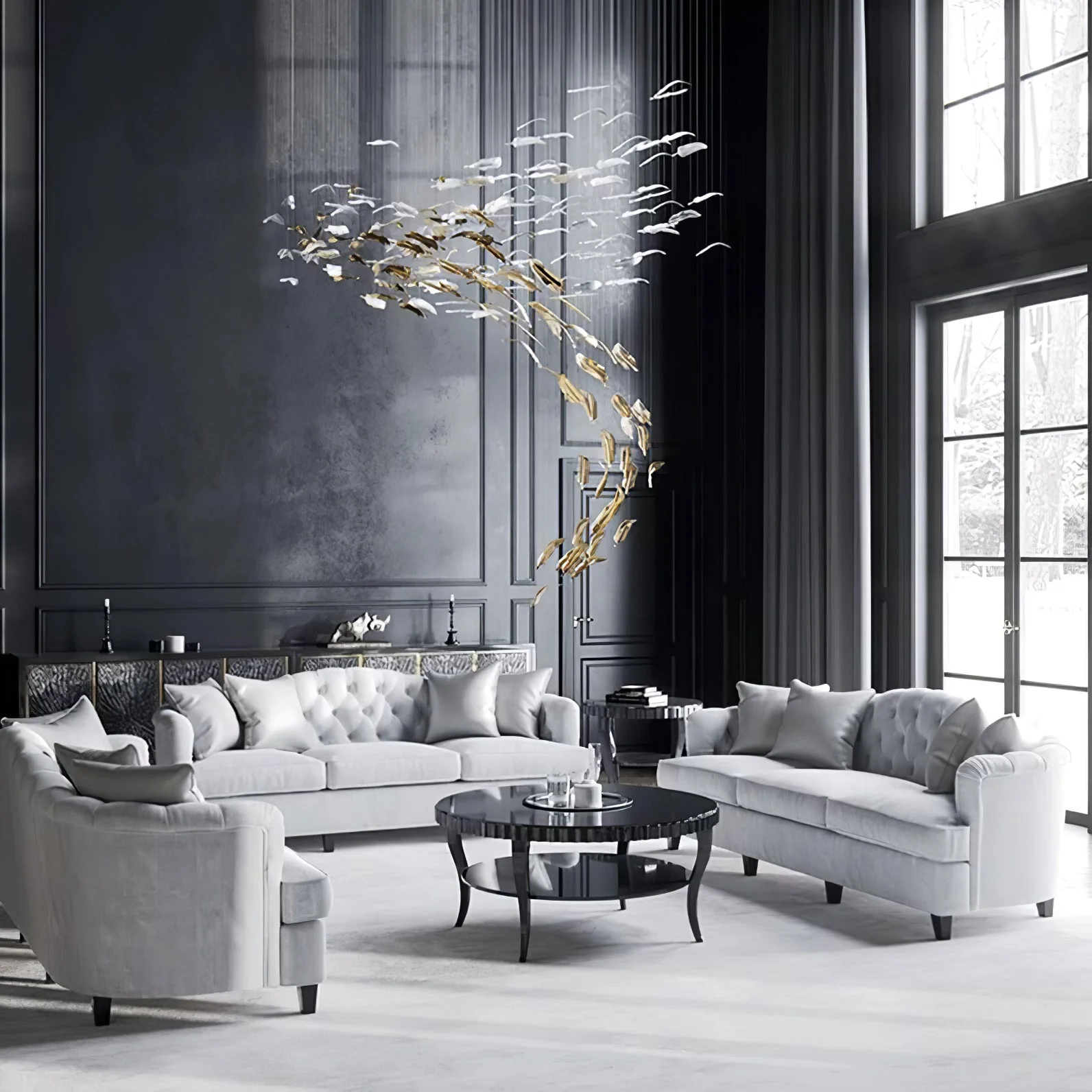 Glass Feathers Flying Chandelier - Image 2