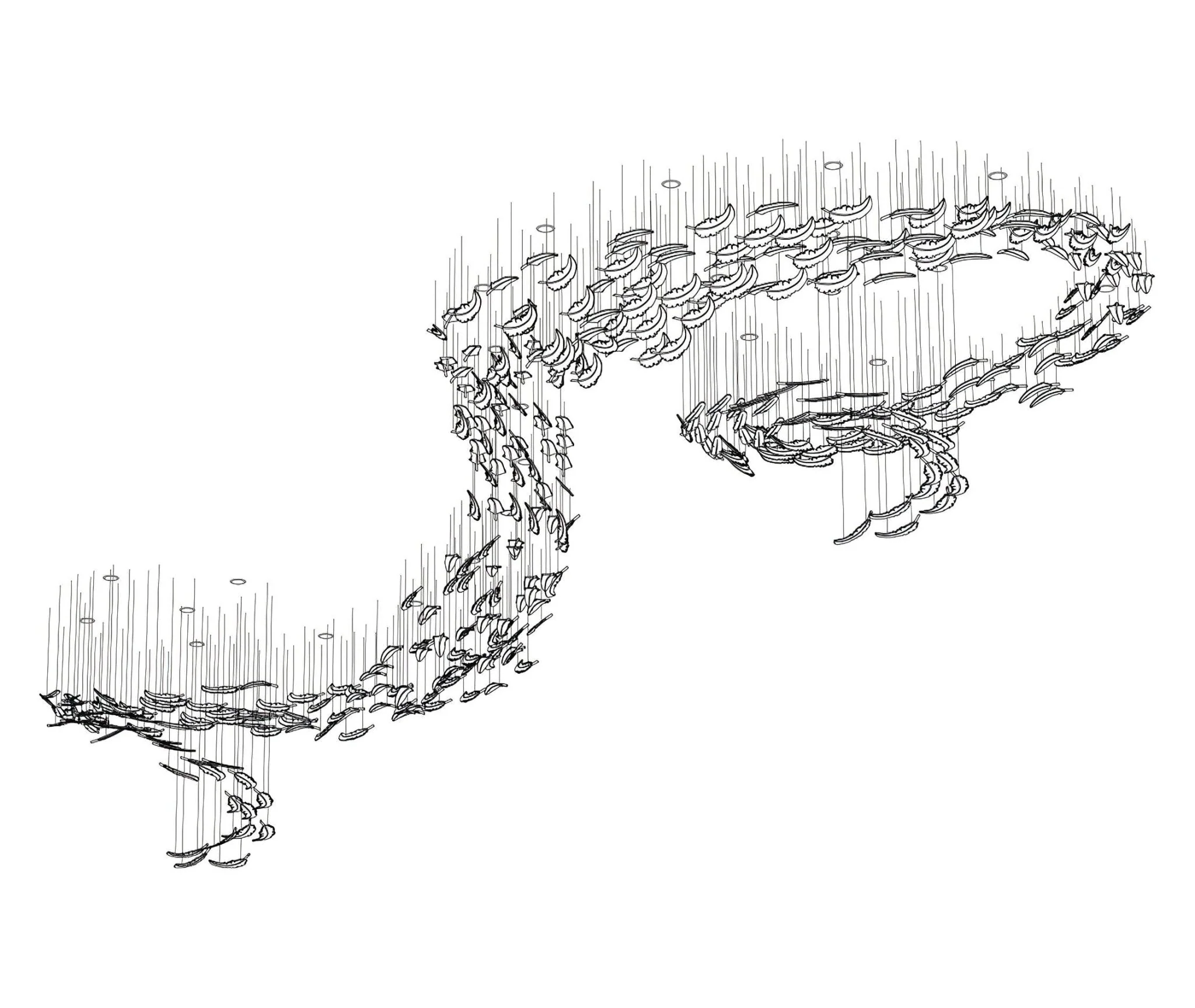 Glass Feathers Flying Chandelier - Image 33