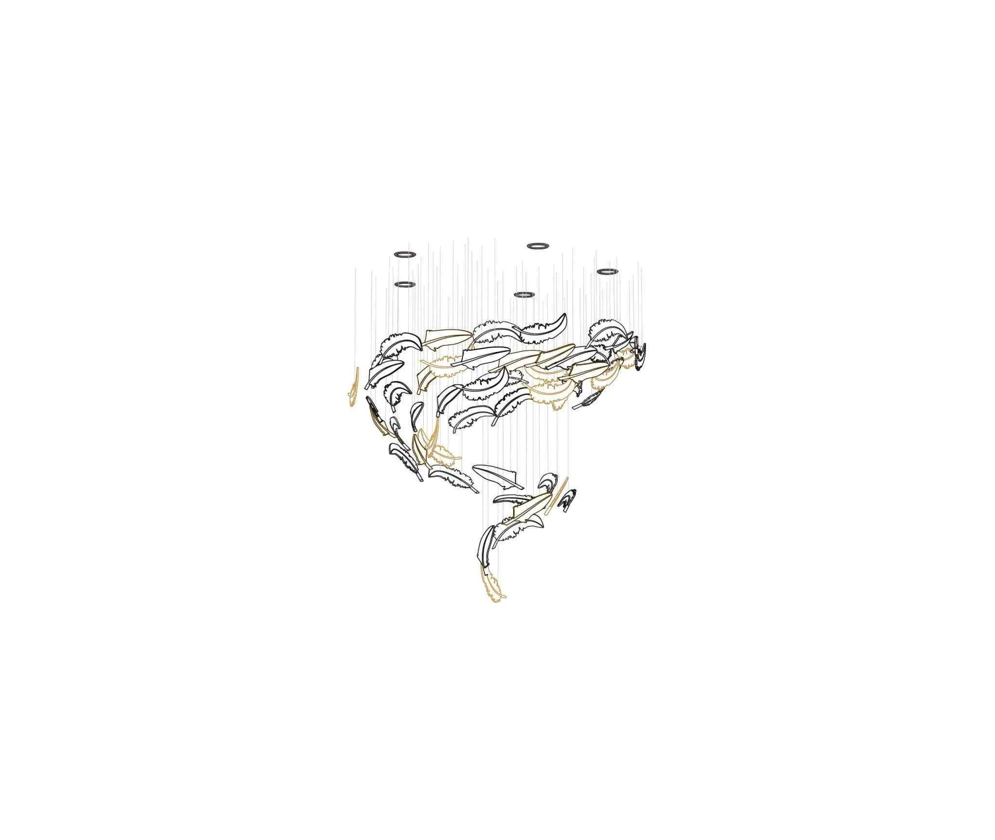 Glass Feathers Flying Chandelier - Image 37