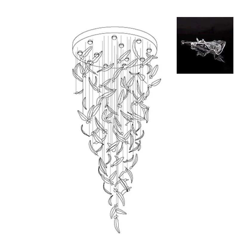 Glass Feathers Flying Chandelier - Image 57
