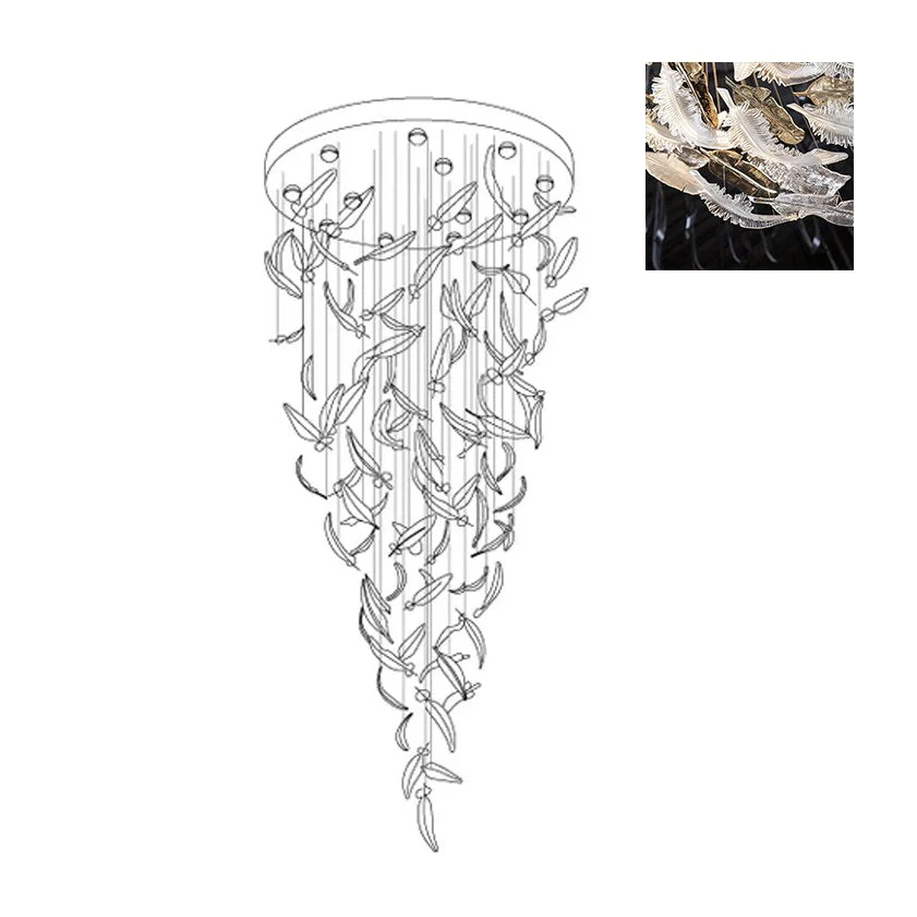 Glass Feathers Flying Chandelier - Image 58