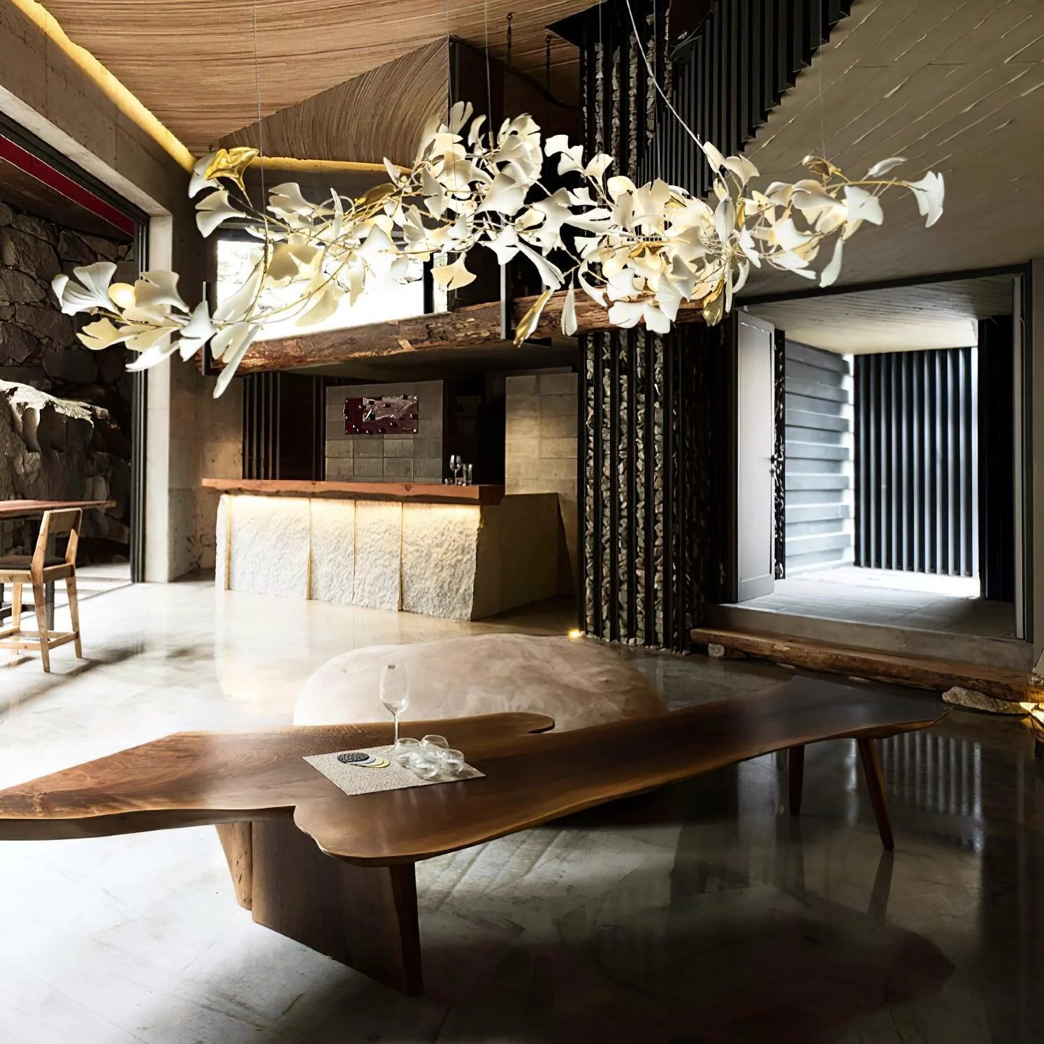 Gold White Leaves Combination Gingko Chandeliers - Image 10