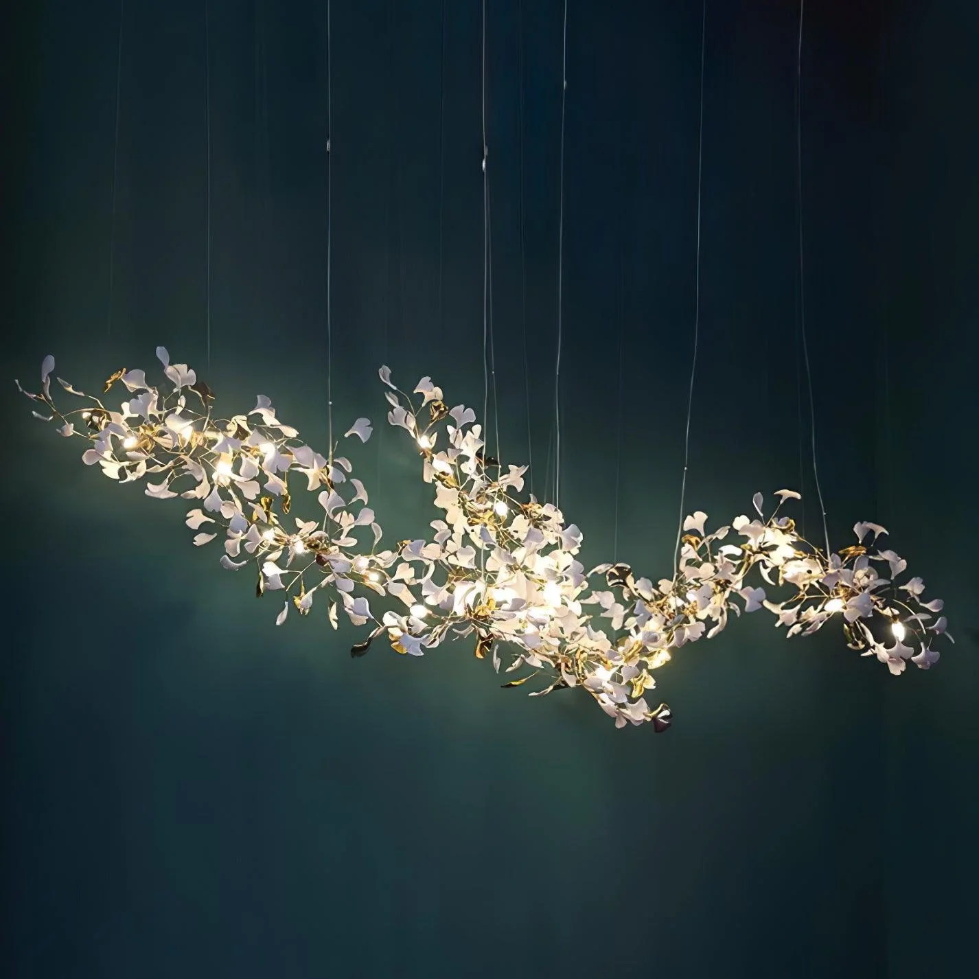 Gold White Leaves Combination Gingko Chandeliers - Image 25