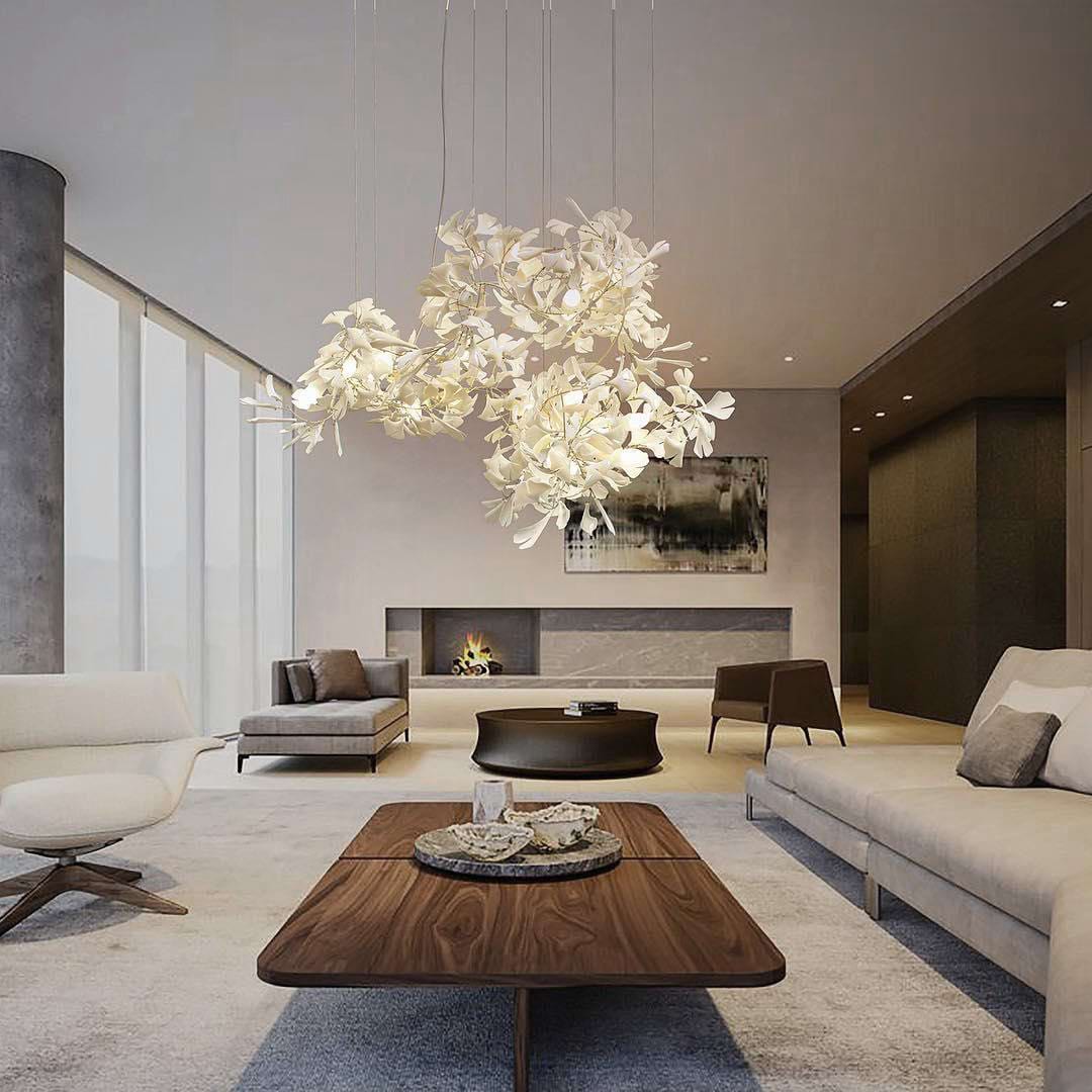 Gold White Leaves Combination Gingko Chandeliers - Image 26