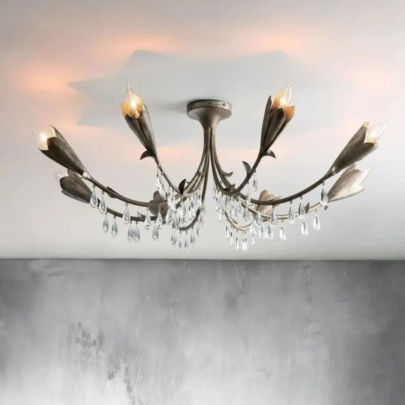 Gothic Viticci Leaf Flushmount 8-Light - Silver - Image 3