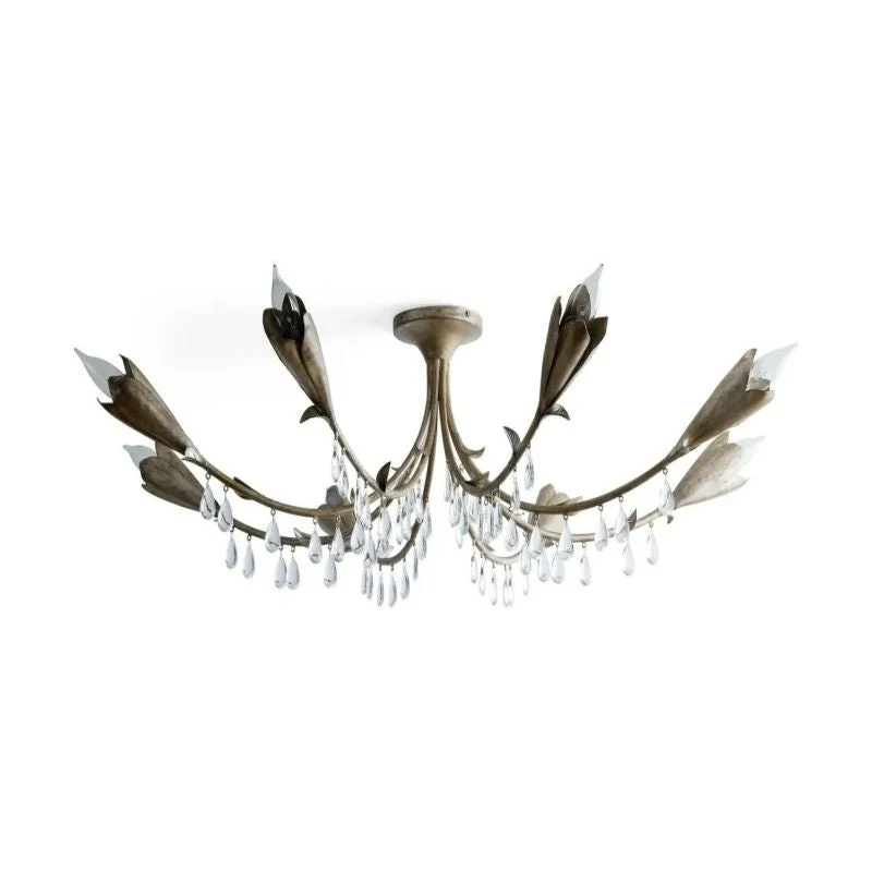 Gothic Viticci Leaf Flushmount 8-Light - Silver - Image 4