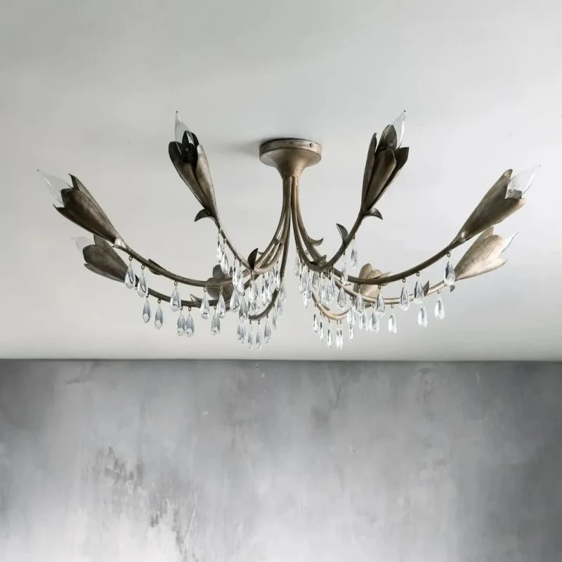 Gothic Viticci Leaf Flushmount 8-Light - Silver - Image 5