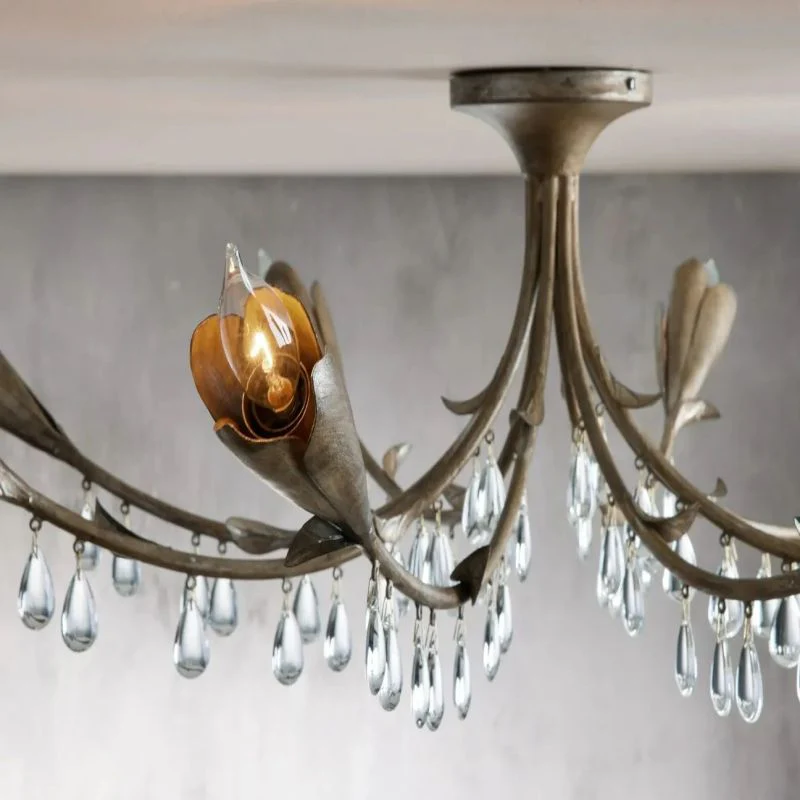 Gothic Viticci Leaf Flushmount 8-Light - Silver - Image 6
